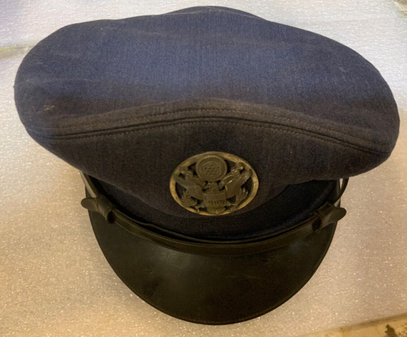 Vintage Flight Ace Air Force Uniform Service Hat Visor 1950’s Blue Hat 7 1/8