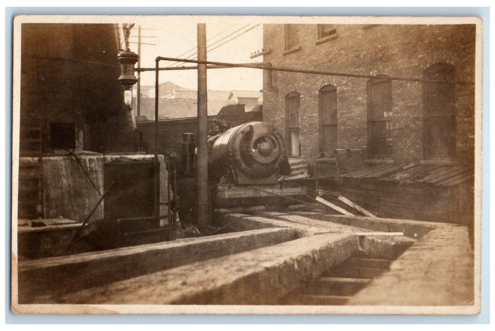 c1910's Delivering Boiler to Factory Occupational Railroad RPPC Photo Postcard