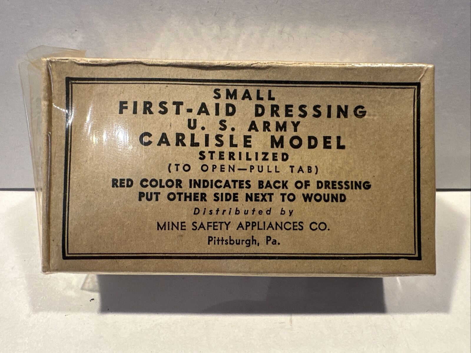 US Army Vintage Small First Aid Dressing Carlisle Model Mine Safety Appliances