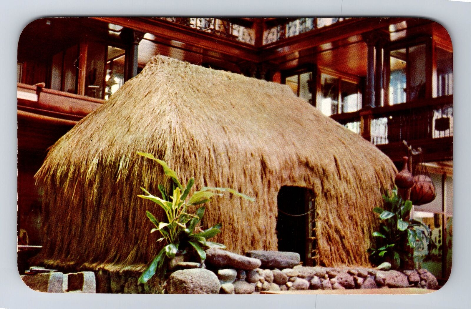 Honolulu HI-Hawaii, Grass House Bernice Pauahi Bishop Museum Vintage Postcard