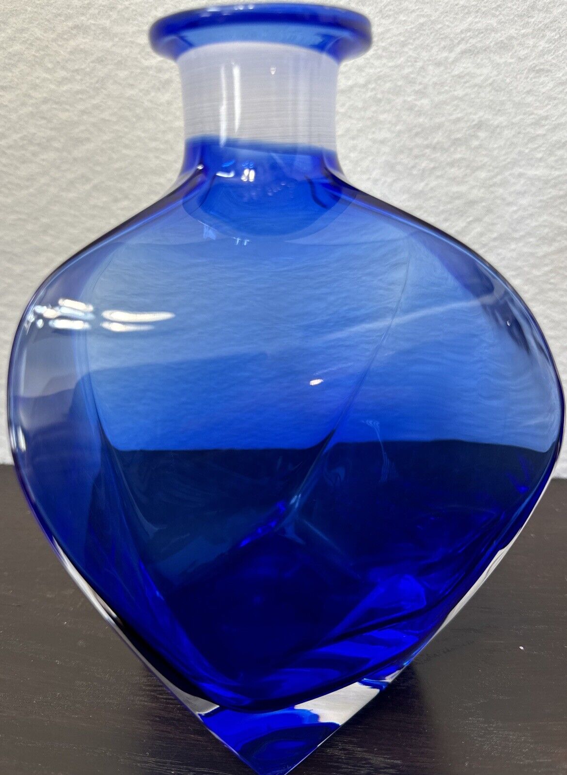 Square Shaped, Slightly Twisted Cobalt Blue Glass Decanter No Stopper. Italian.