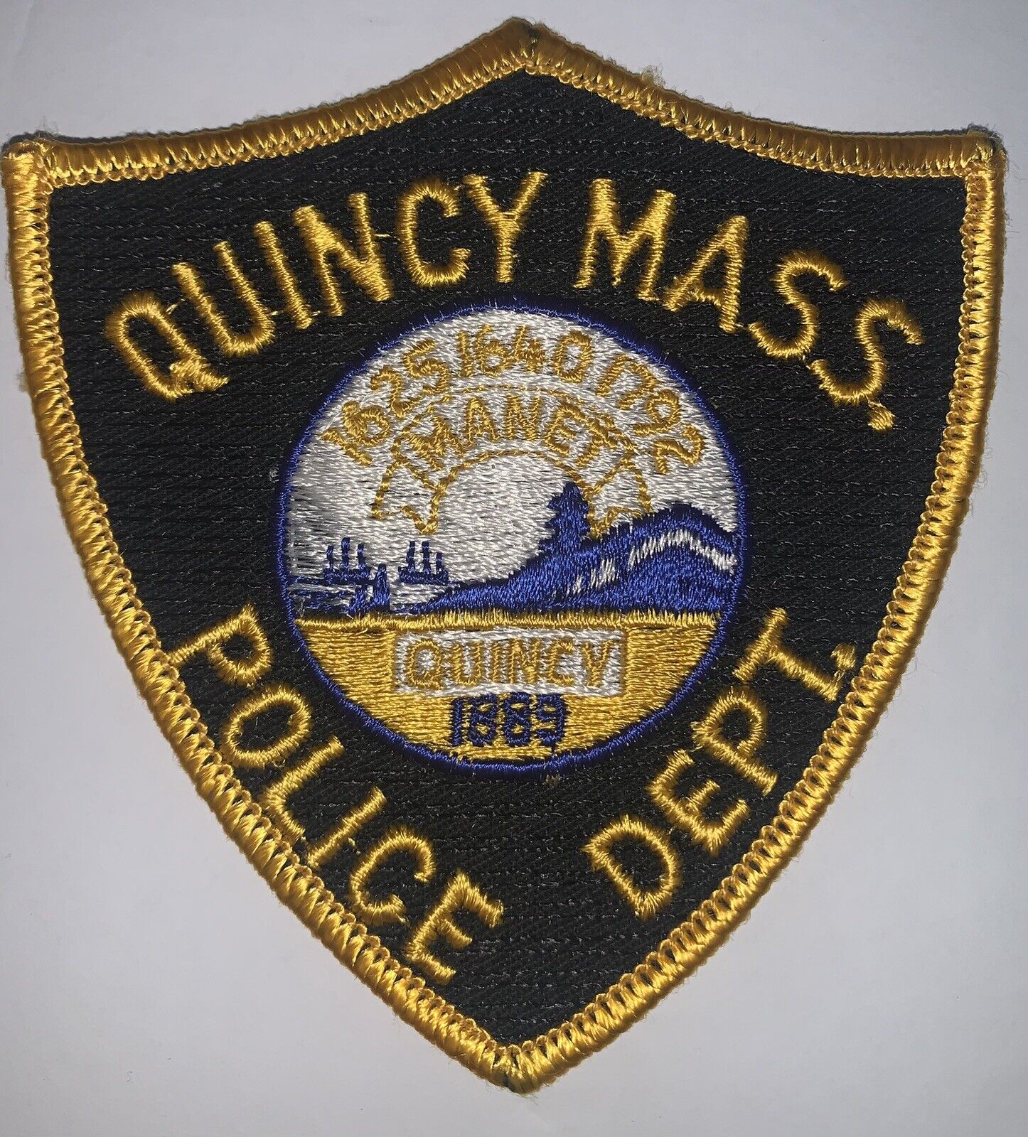 Vintage Quincy Mass MA Police Shoulder Patch Cheesecloth Backing
