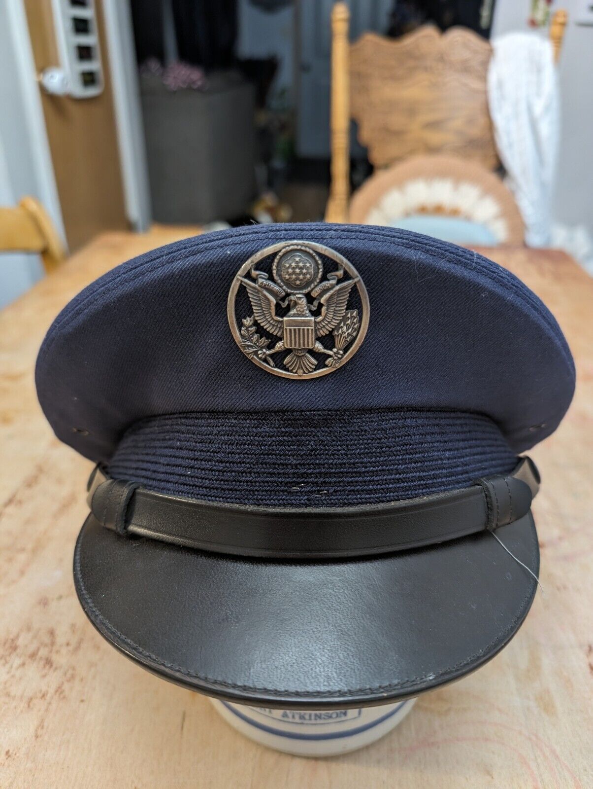 VTG USAF Air Force Mens Dress Hat Cap Blue 7 Garrison Type 1 Enlisted Vietnam 