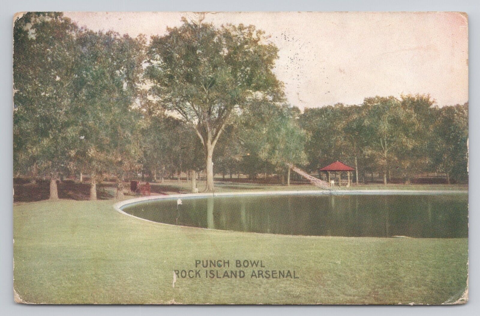 Punch Bowl Rock Island Arsenal Illinois 1907 Antique Postcard