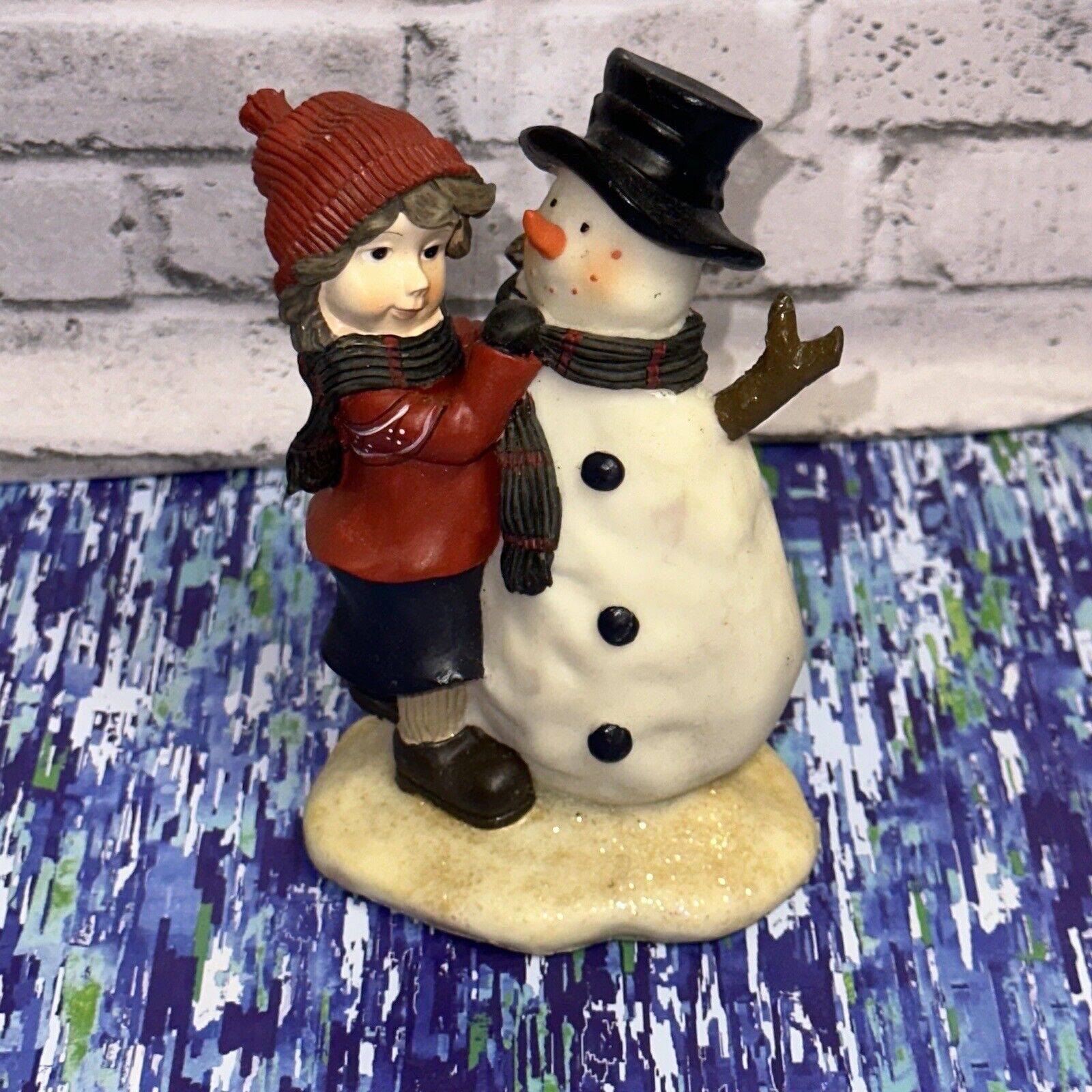 Girl Hugging Snowman 5” Figure Greenbrier International Snow Winter Christmas