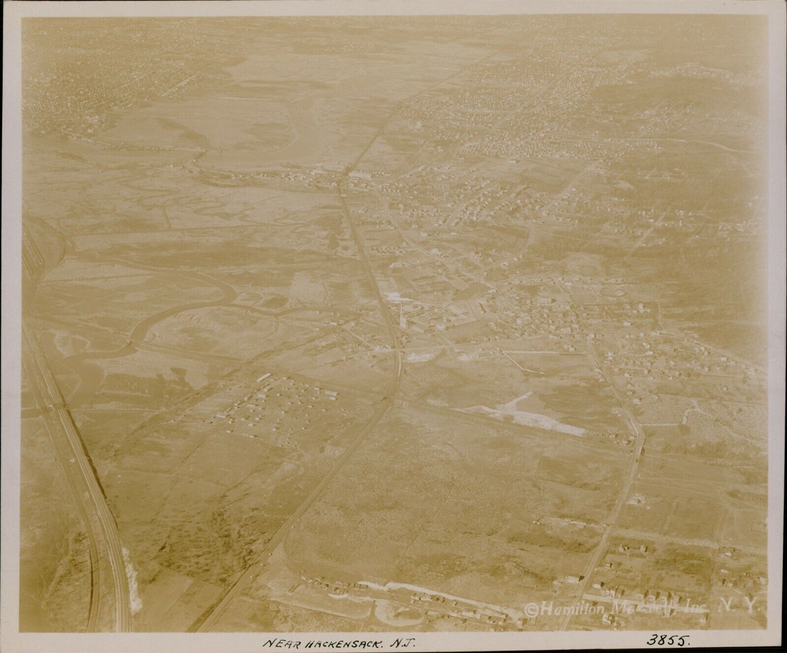 GA33 Original Hamilton Maxwell Photo HACKENSACK NEW JERSEY Aerial View Near City