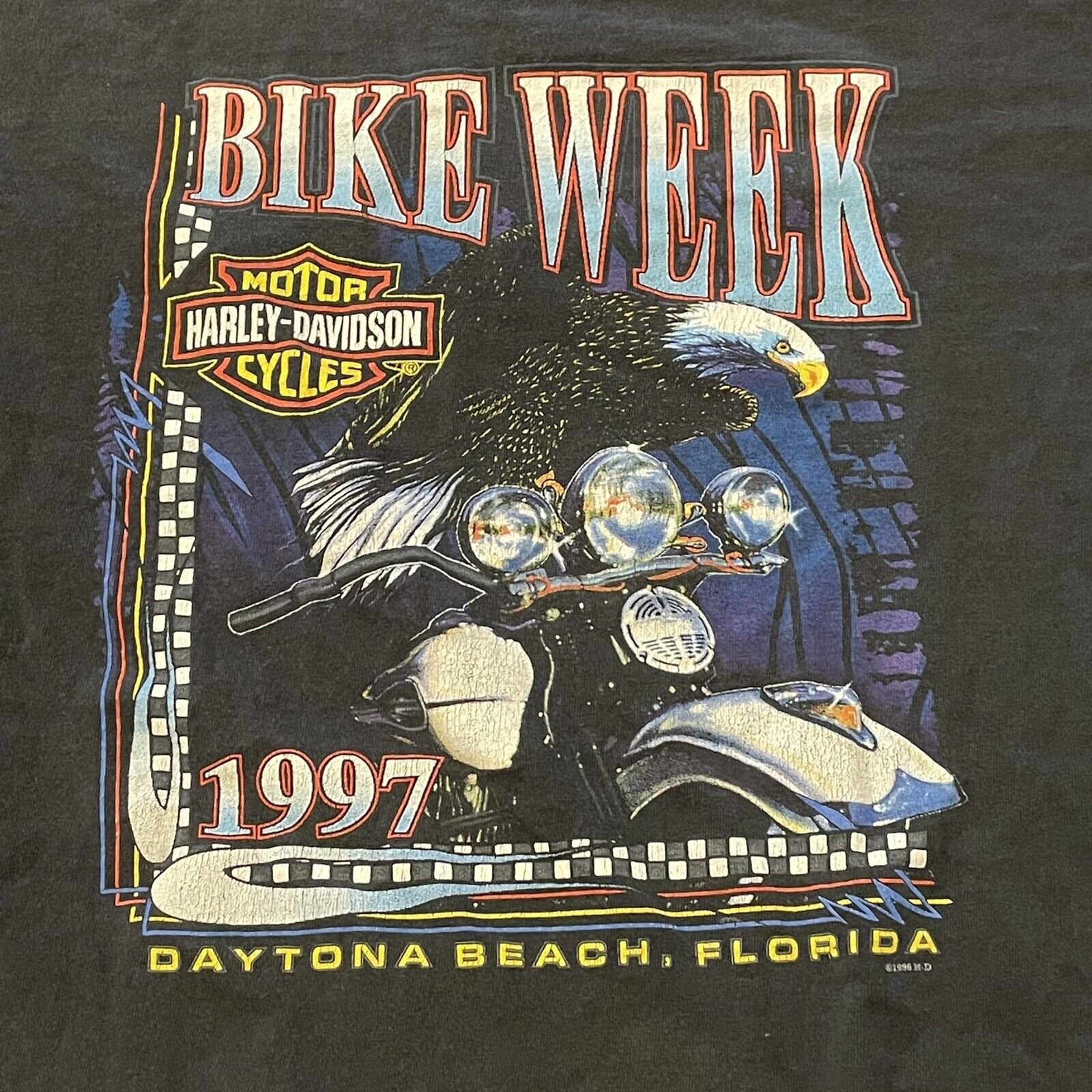 Vintage 1997 Harley Davidson DAYTONA BIKE WEEK t-shirt; no tag; Mens Large