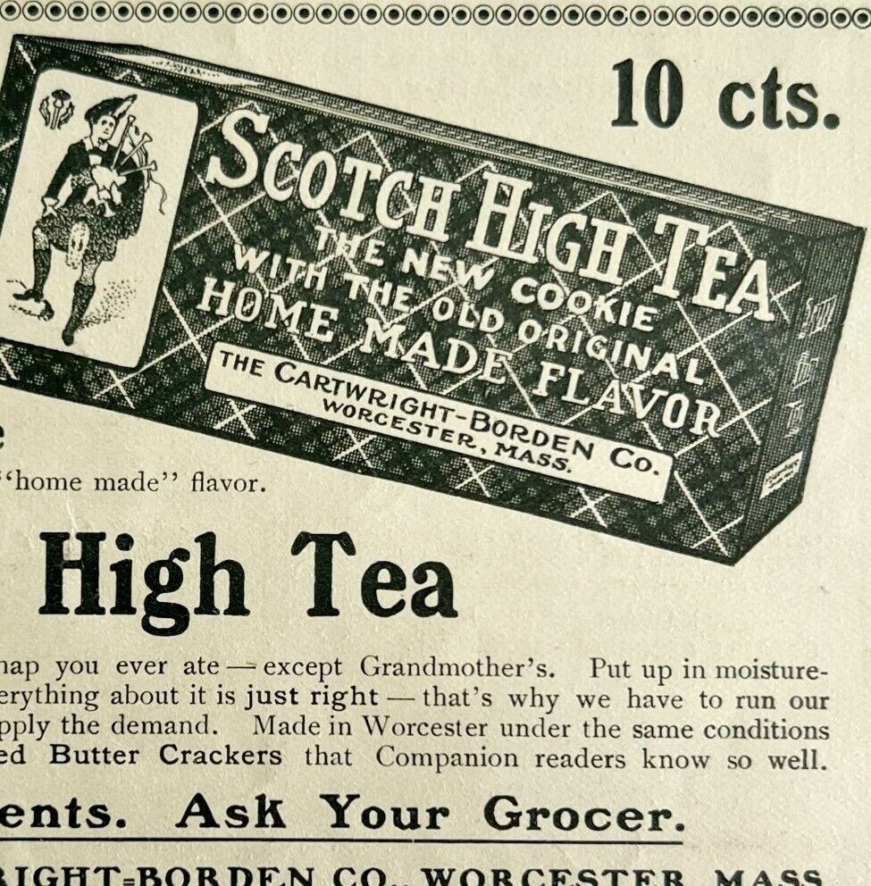 1904 Scotch High Tea Cookies Ginger Snap 10c Advertisement Ephemera 4.75 x 3.75\