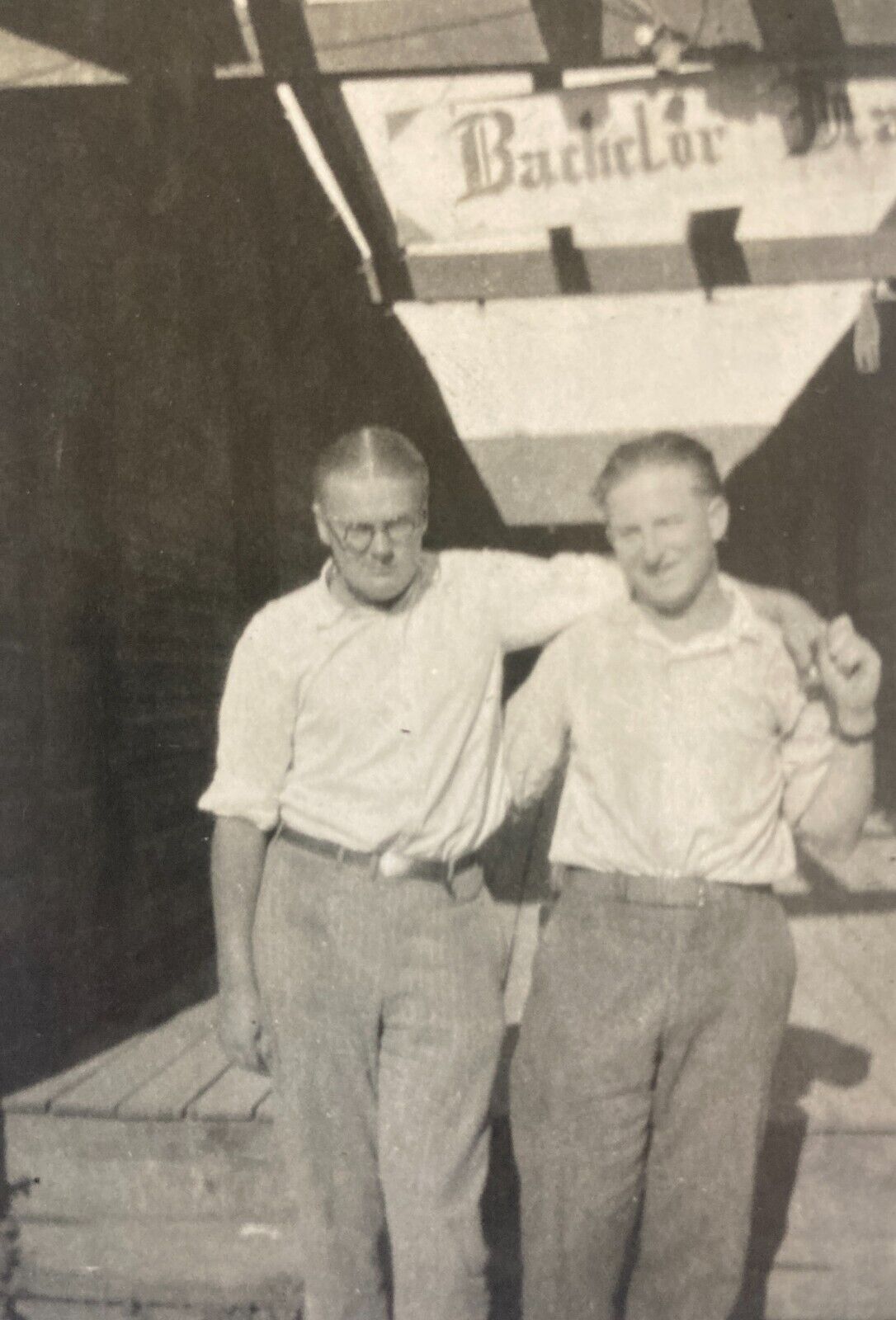 Vintage 1940s Photo Two Affection Men Holding Hands Bachelor Hall Gay Interest