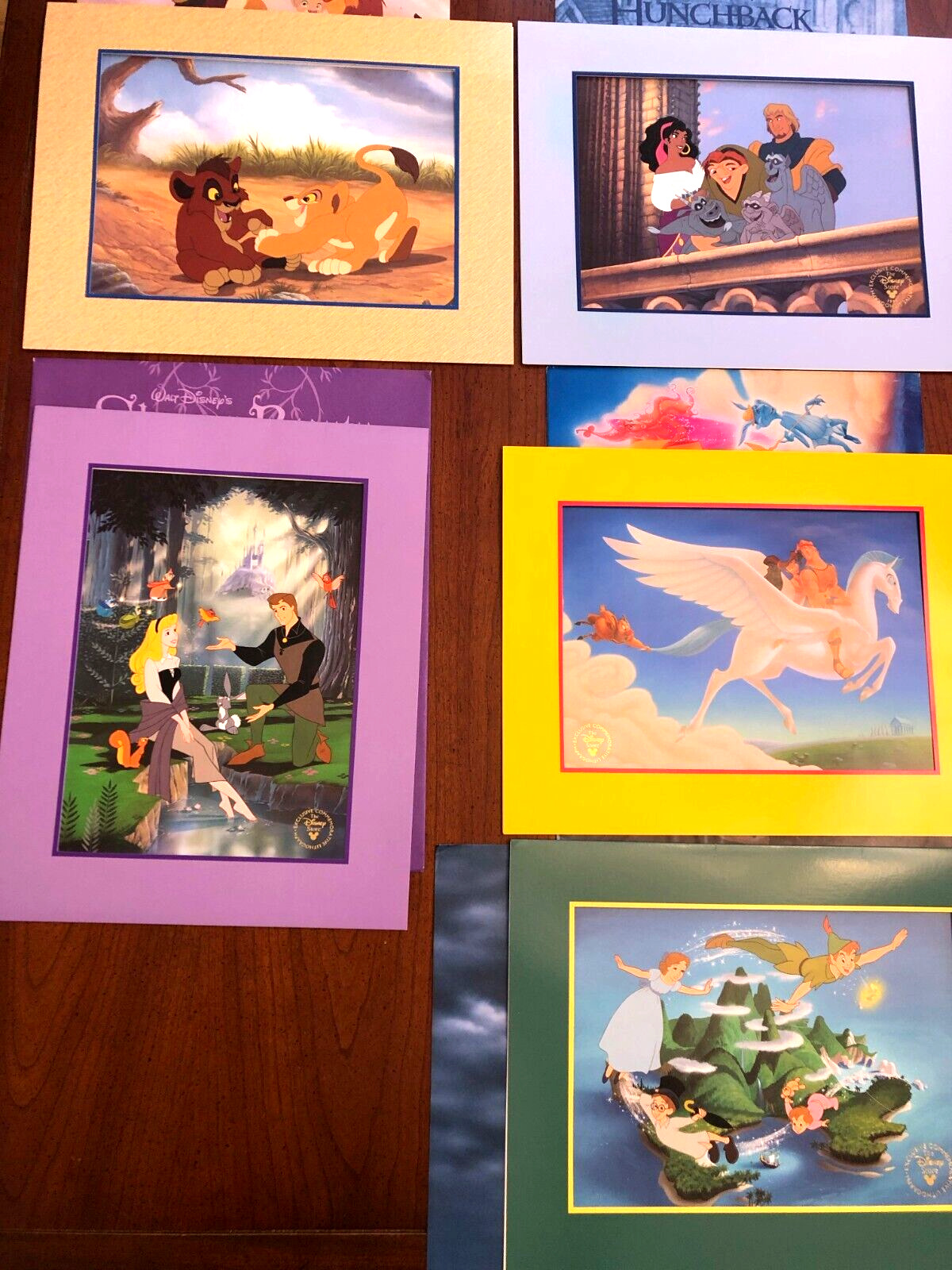Set Disney Store 5 Commemorative Lithographs w/Envelopes
