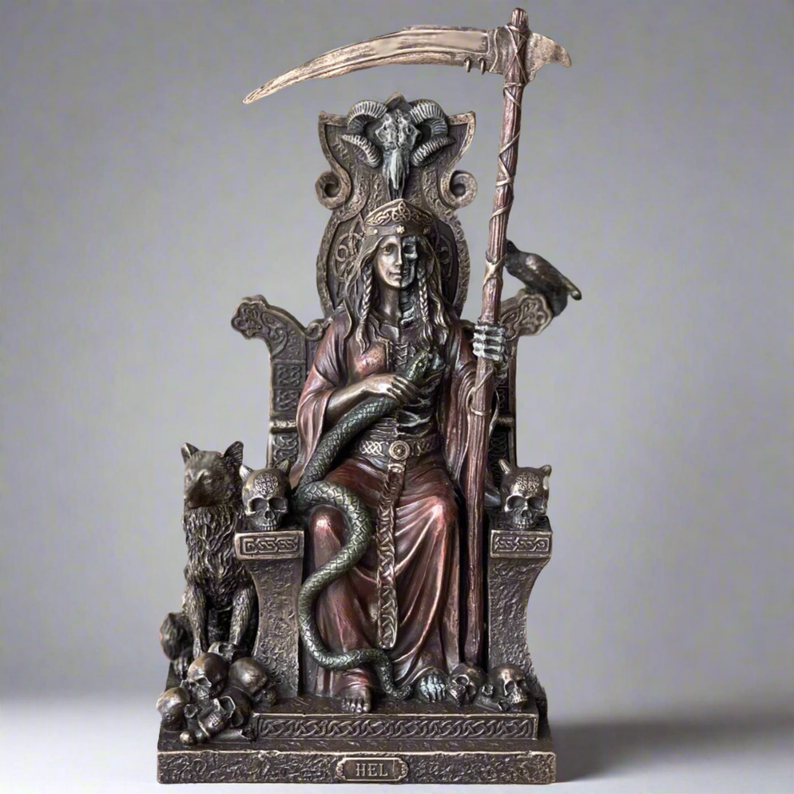 Hel Sitting On Throne Norse Mythology Goddess of Death Statue - Viking Decor