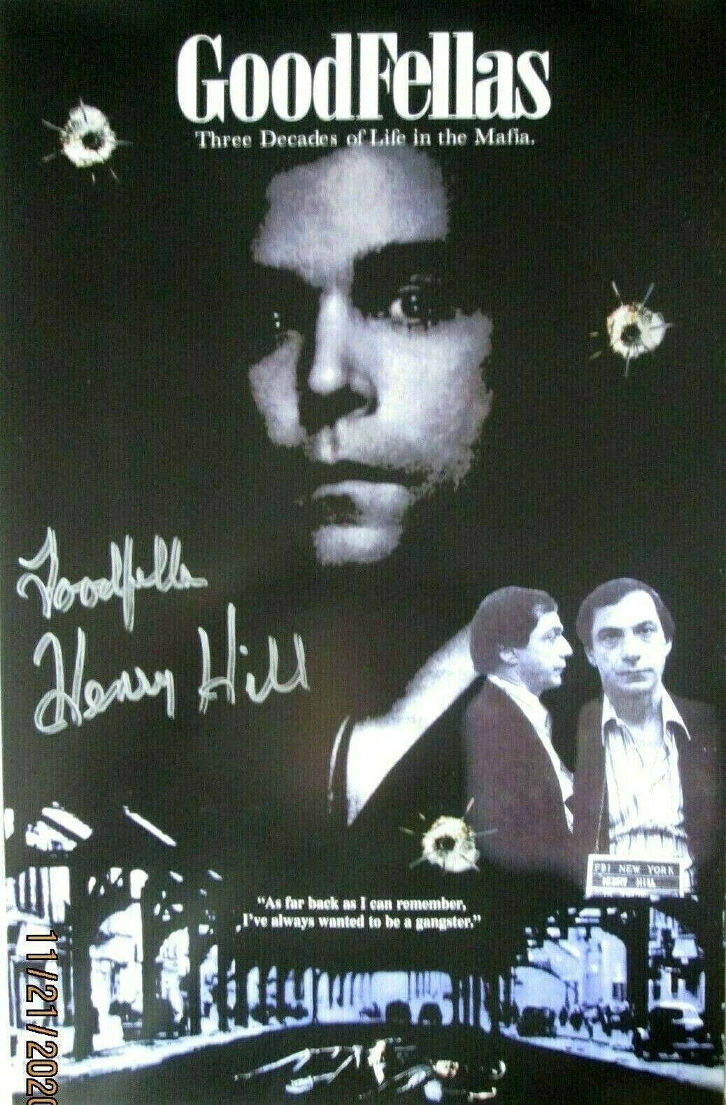 Mafia Signed Henry Hill Good Fellas Poster Hand signed Rare 11\