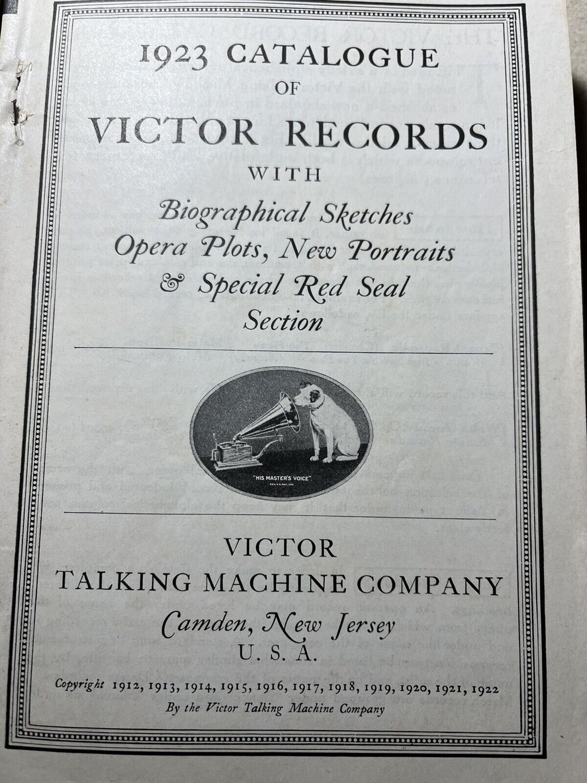 Vintage RCA Victor 1923 Catalogue