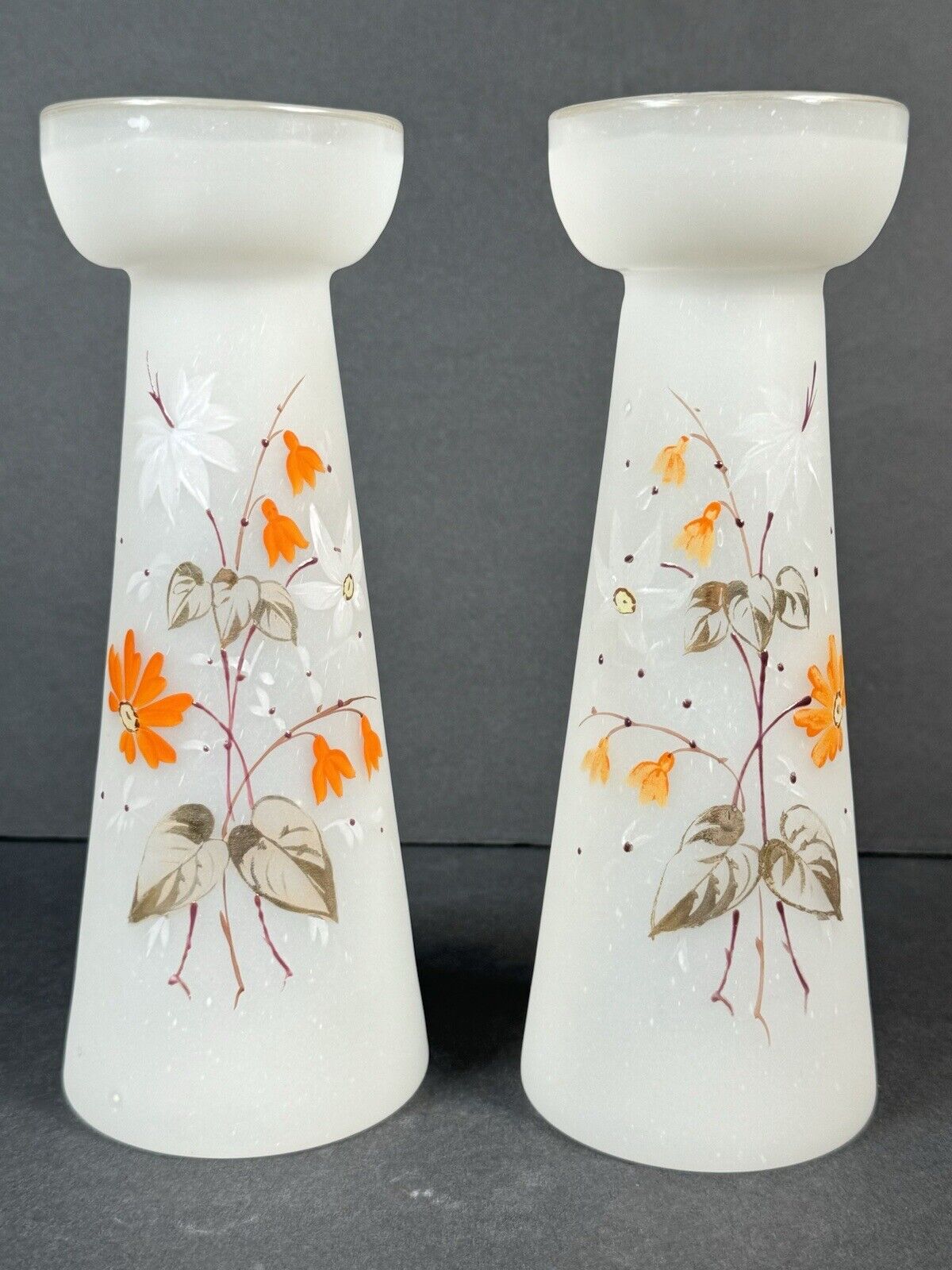 Bristol ? Antique Floral Design Hand Painted Vase Set 