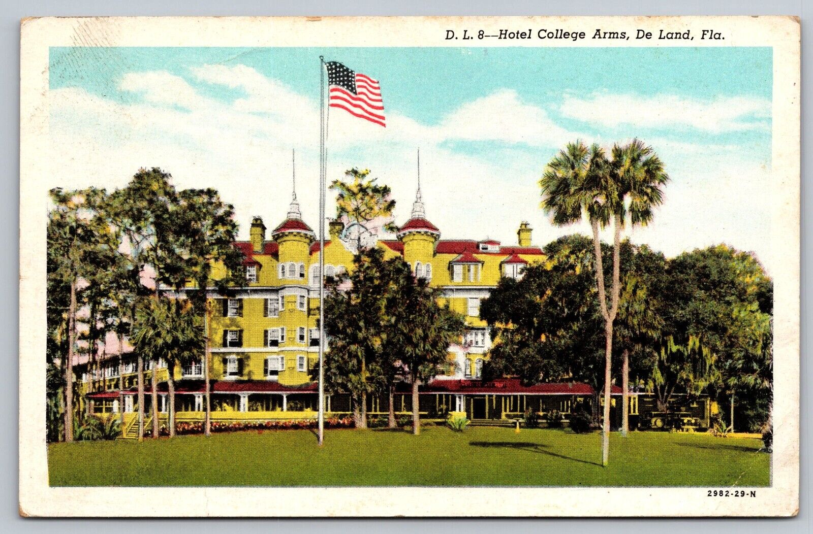 Postcard Hotel College Arms DeLand Florida FL