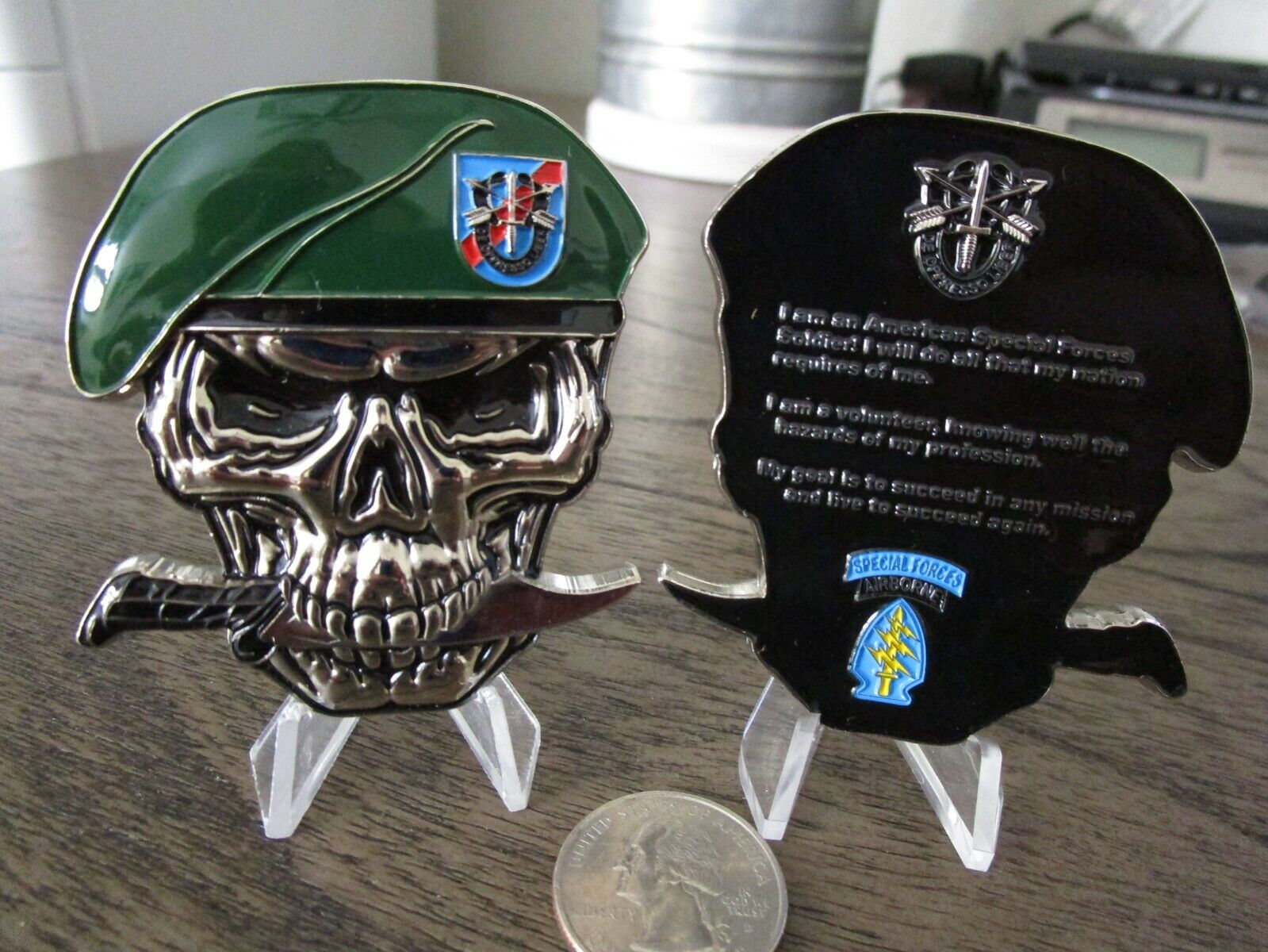 US Army 20th SFG(A) Special Forces Group Creed Green Berets Skull Challenge Coin