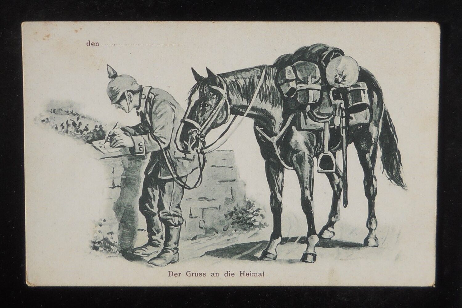1910s WW1 Der Gruss an die Heimat German Cavalry Writes Letter to Home Germany