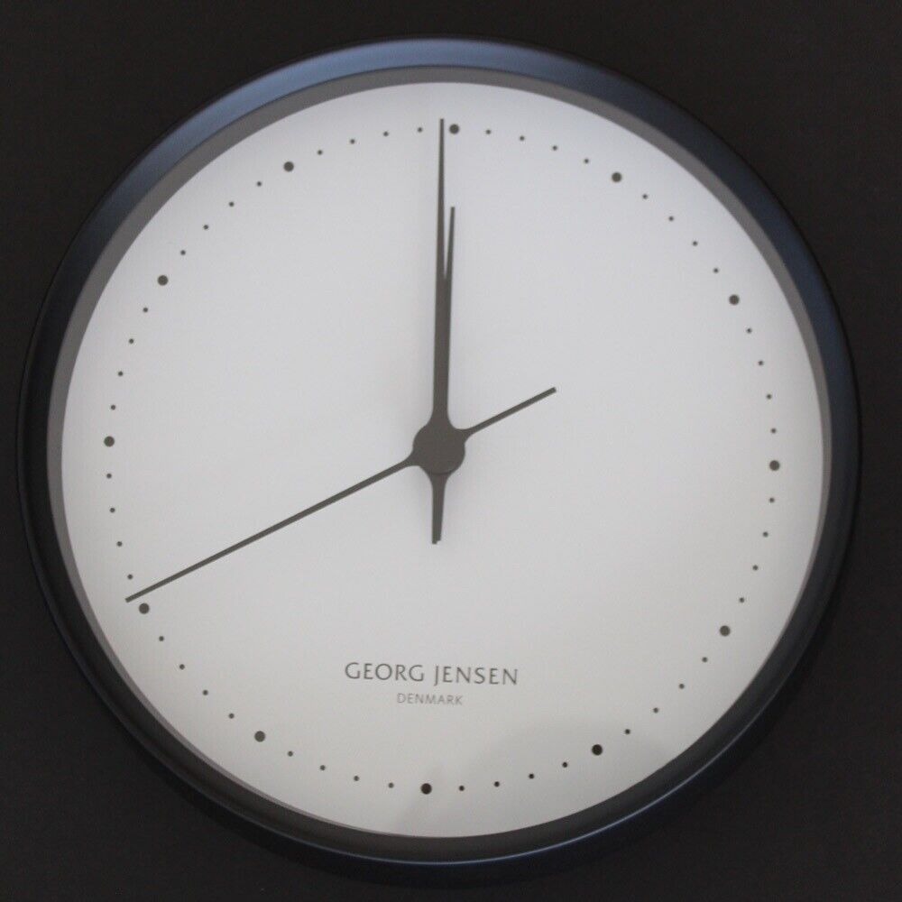 Georg Jensen Wall Clock. Henning Koppel,  22 cm, Black & White. 3587576. NEW