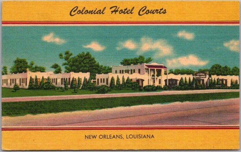Vintage 1950s NEW ORLEANS Louisiana Postcard COLONIAL HOTEL COURTS Linen Unused