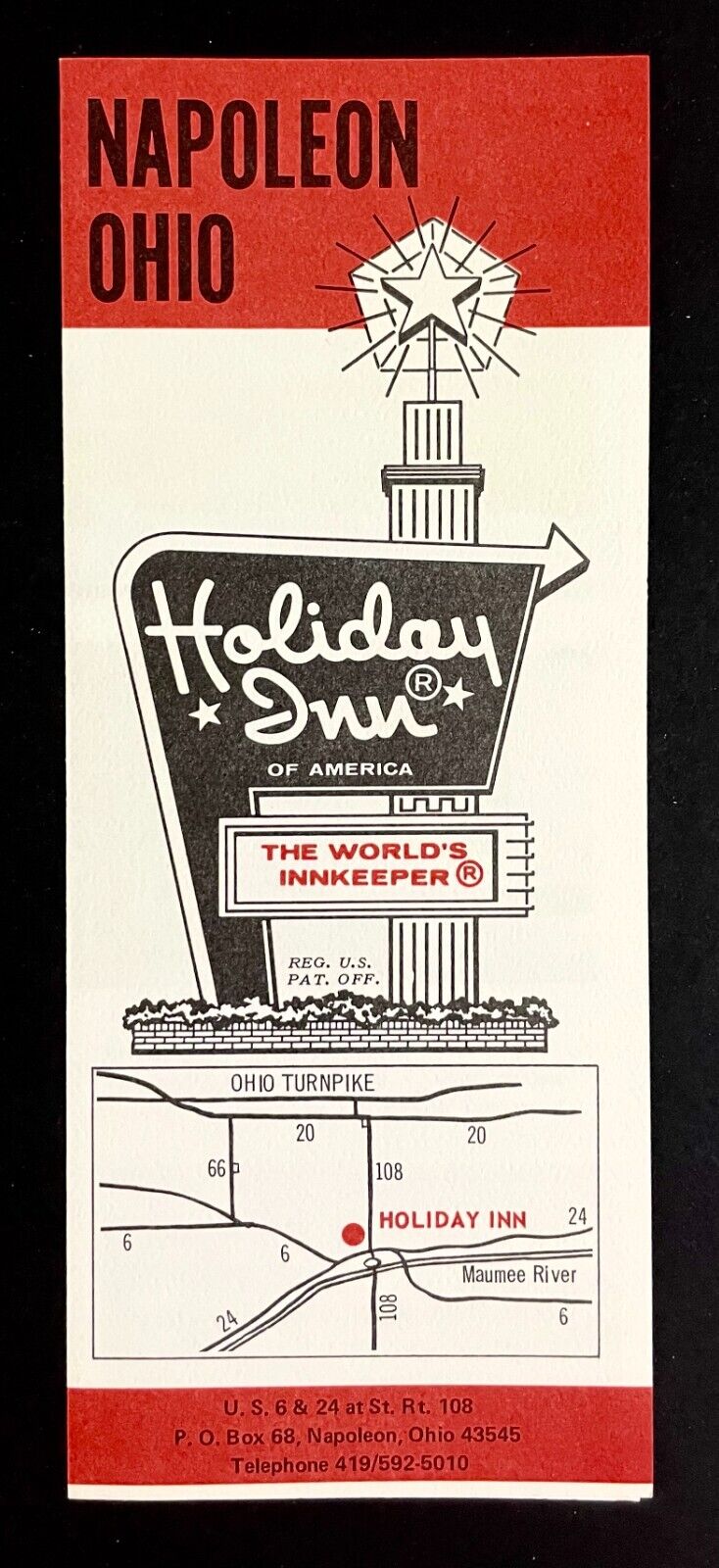 1960s Holiday Inn Napoleon Ohio Little Corporal Room VTG Hotel Travel Brochure