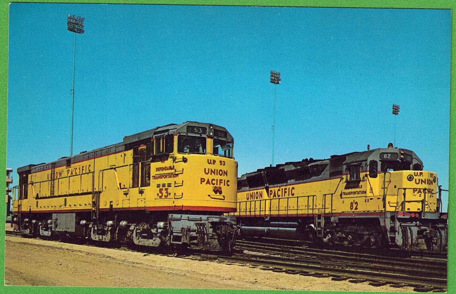 Train Locomotive Vintage Postcard Union Pacific 53 & 82