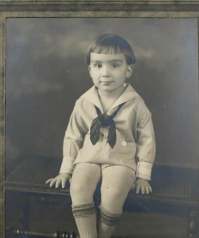 C.1930s Adorable Androgynous Child. Sailor Uniform Outfit. Decatur, IL Studio.