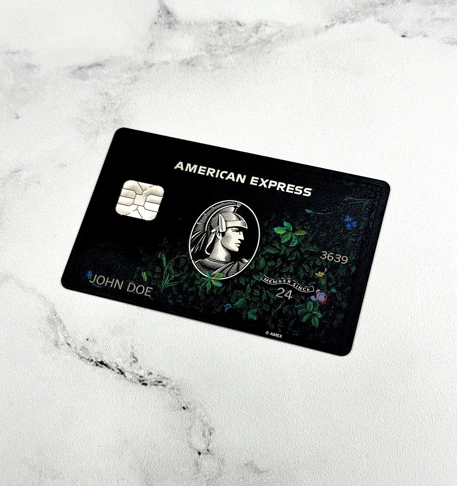 AMEX Black Card CUSTOM Floral Centurion Metal Card CHIP + STRIPE MADE IN USA