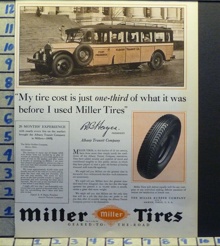 1928 MILLER TIRE BUS FORT FREDERICK AUTO SPORT MOTOR TRAVEL AD R94
