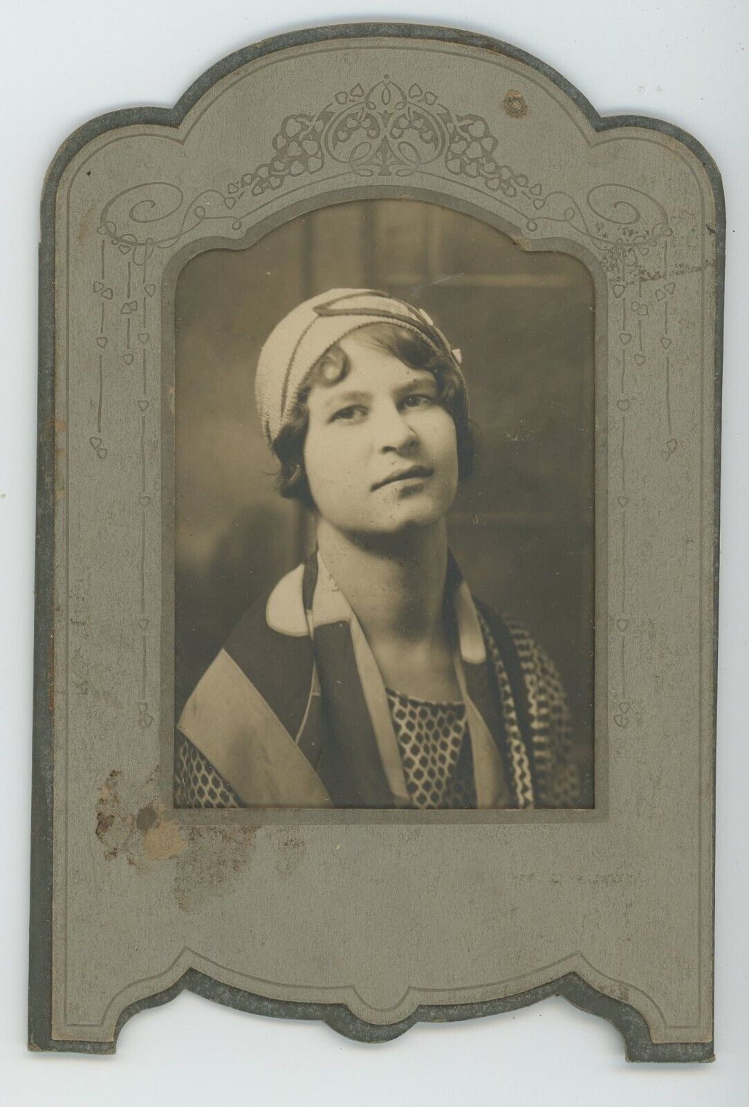 Vintage Studio Photo Masculine Flapper Pin Curls Scarfs Pretty Sultry Girl 1920s