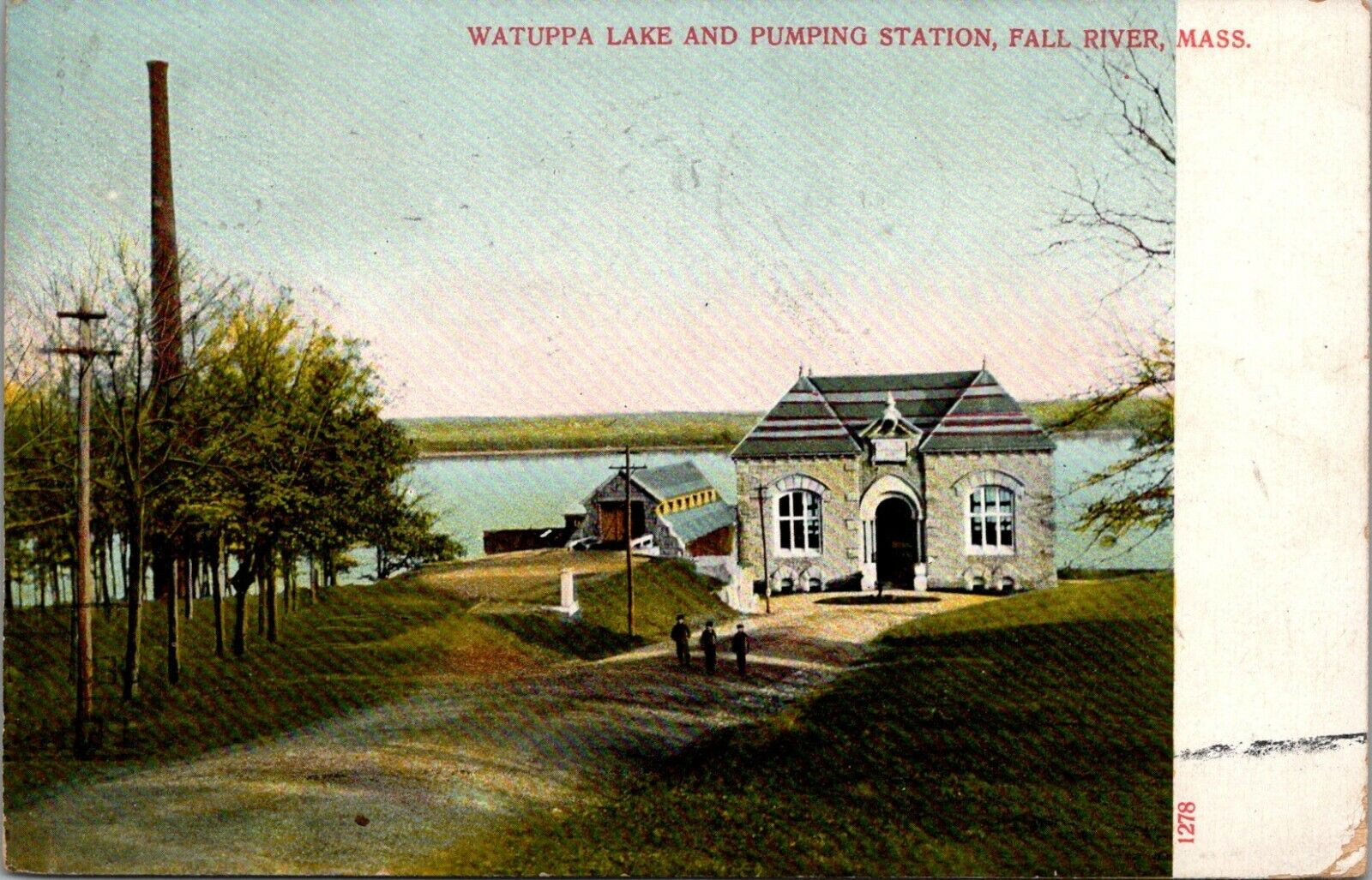 Fall River Massachusetts~Watuppa Lake & Pumping Station~3 Men on Drive~1908