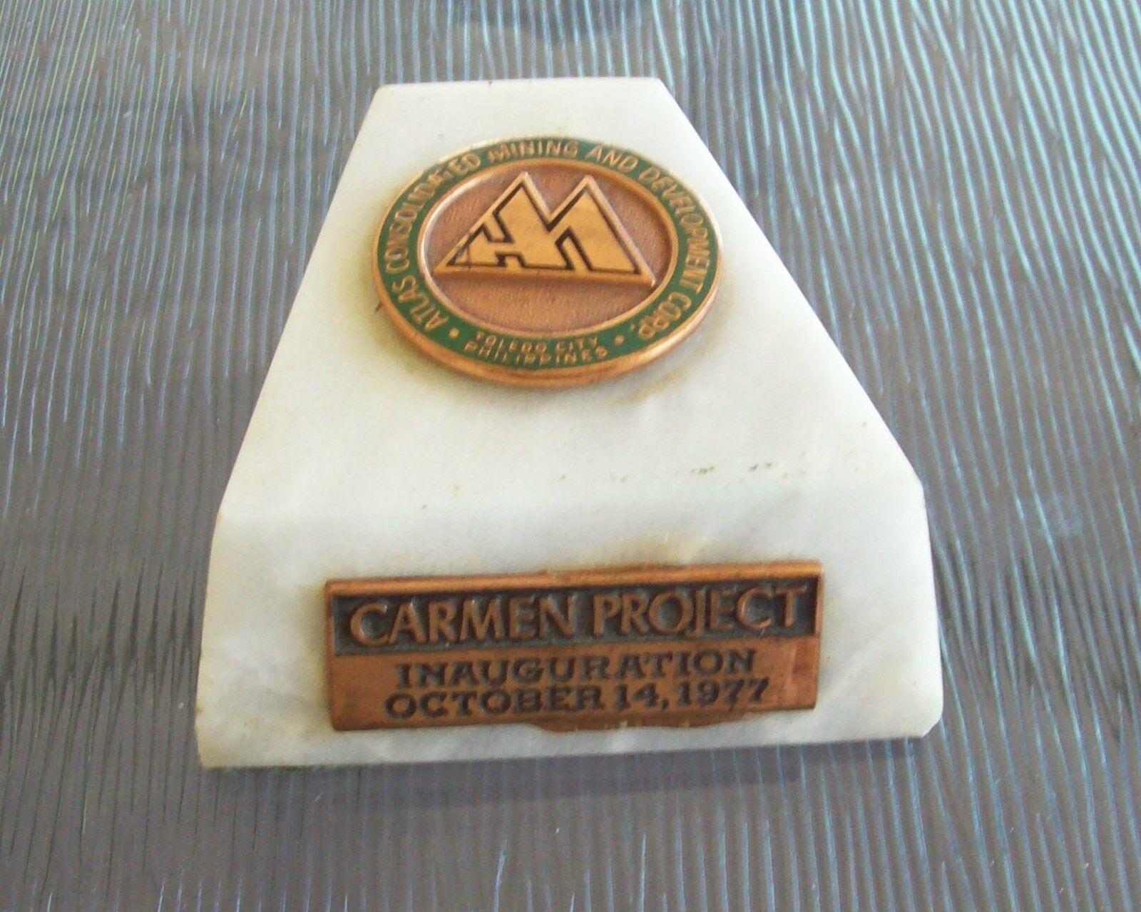 Atlas Consolidated Mining And Development Corp. Paperweight Carmen Project 1977