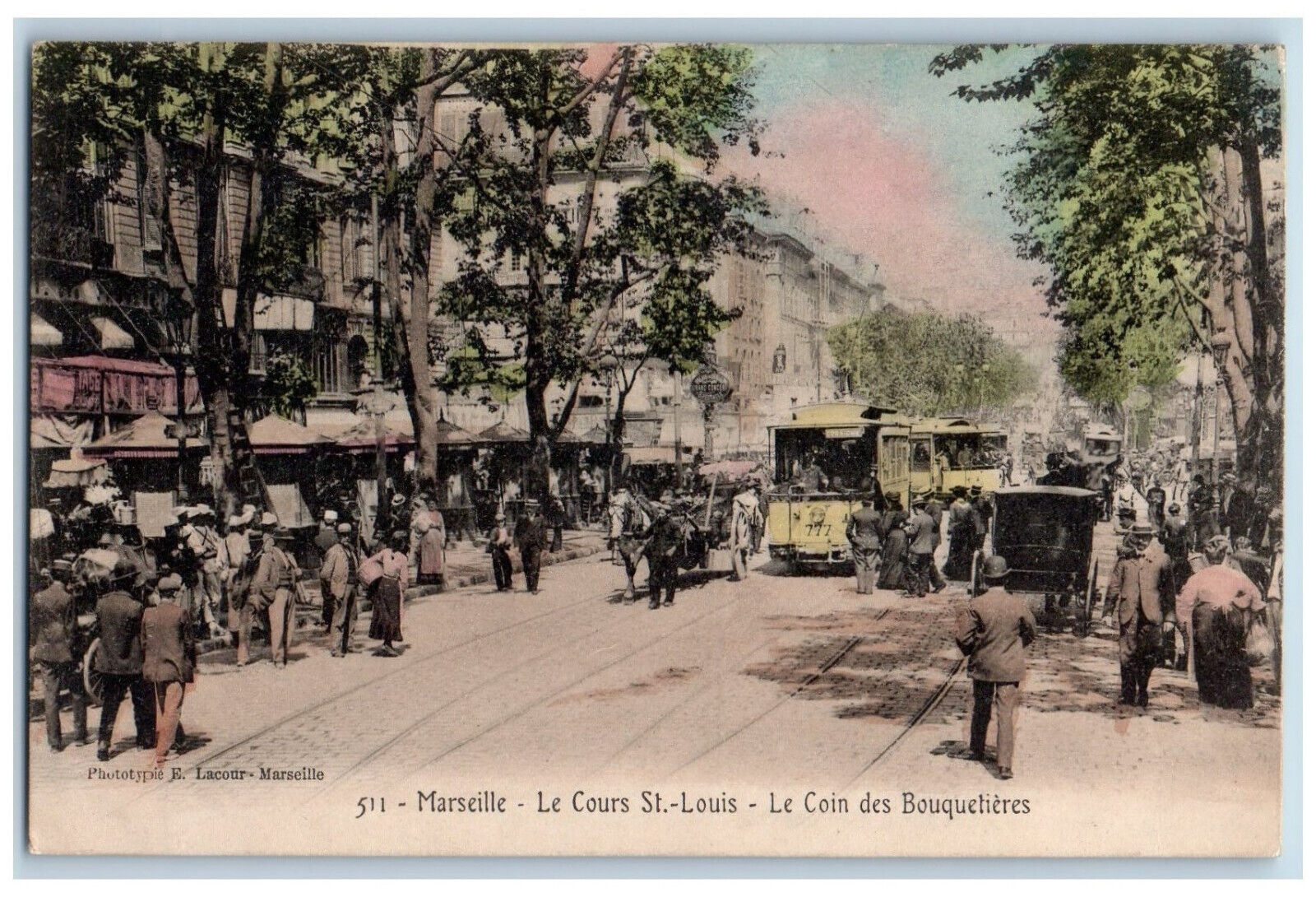 Marseille France Postcard Le Cours St. Louis Bouquetieres Corner c1910