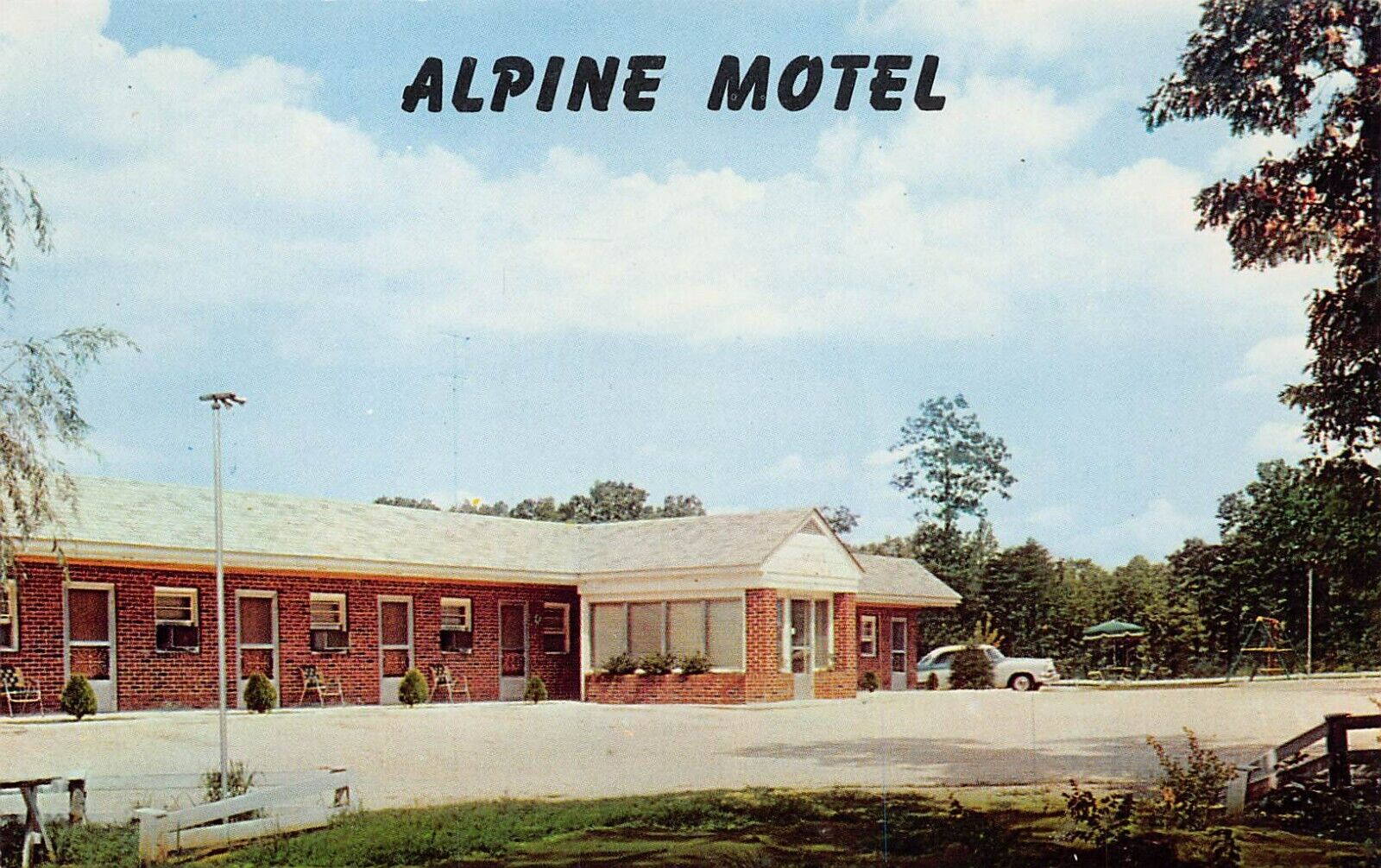Fredericksburg VA Virginia Alpine Motel Now Car Dealer Vtg Postcard A53