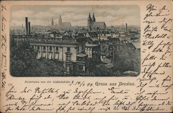 Germany 1898 Liebichshohe Panorama Postcard 5pf stamp Vintage Post Card