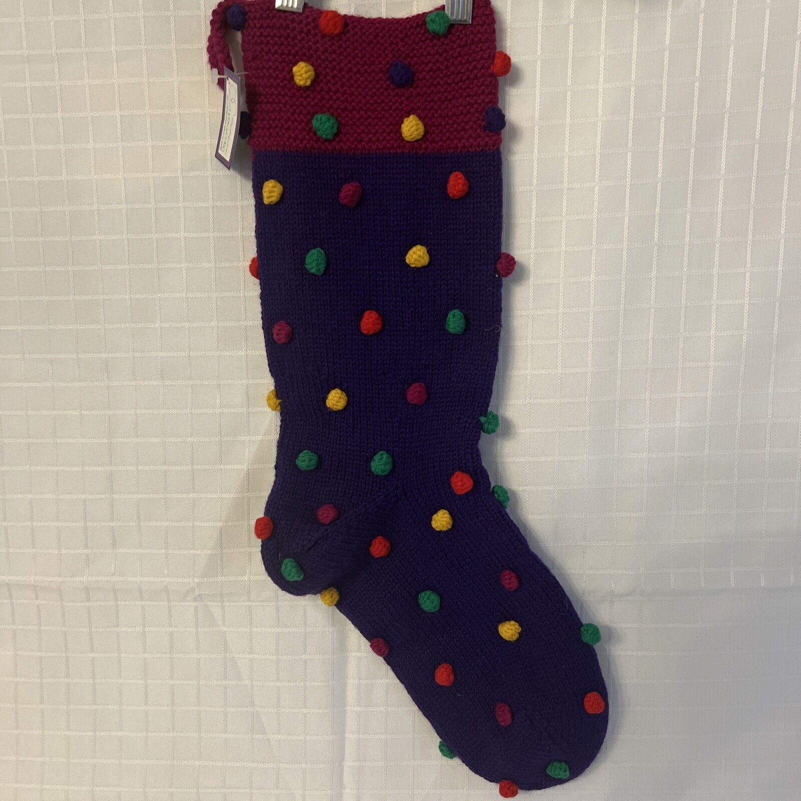Winter Warm Ups Department 56 Multicolor Christmas Stocking Polka Dots Knitted