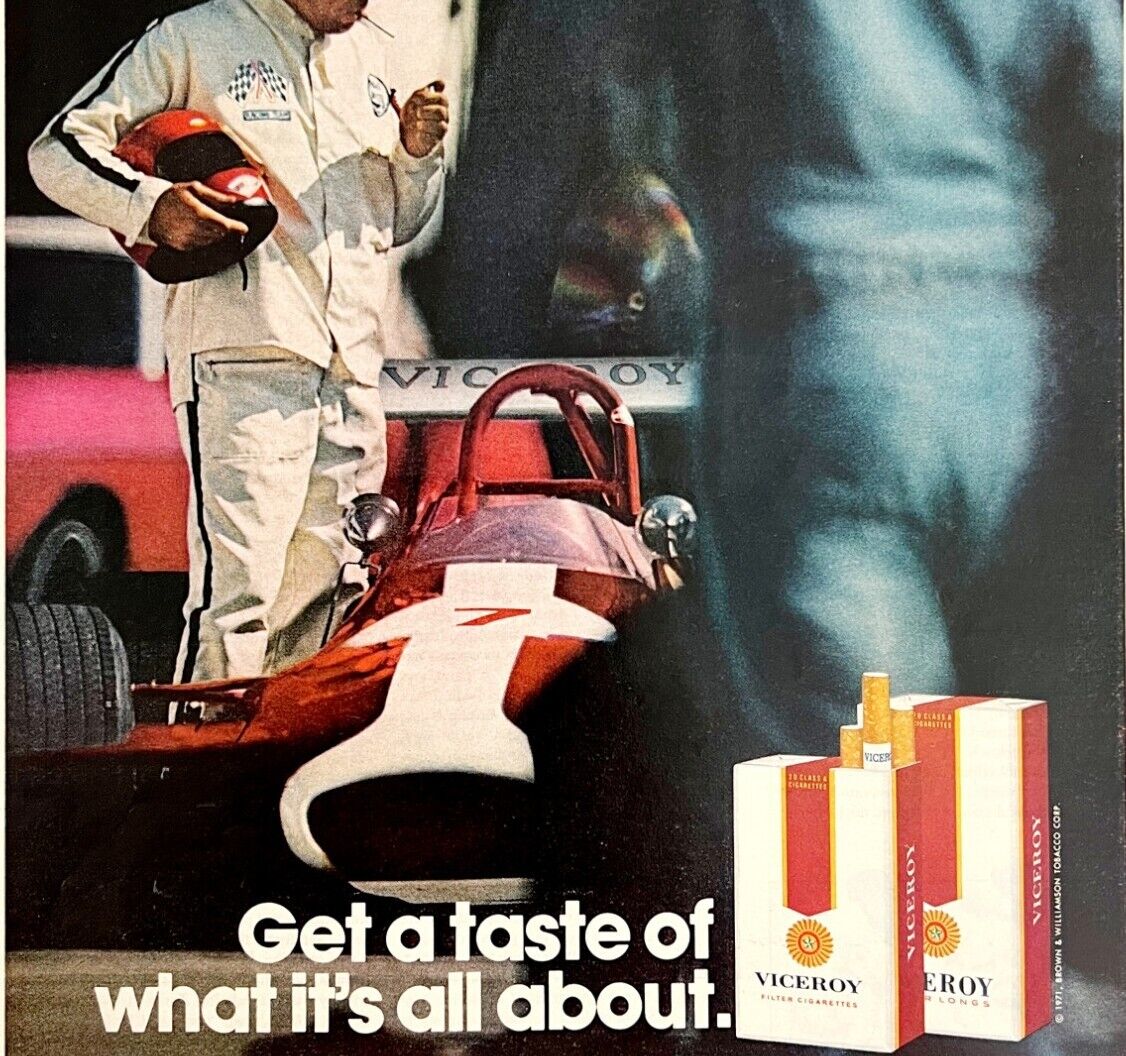 1972 Viceroy Cigarette Tobacco Advertisement Life Racecar XL Vintage