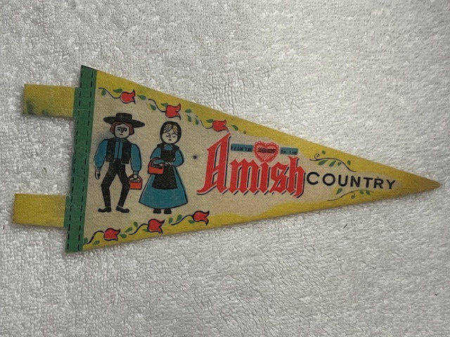 Vintage Amish Country Miniature Collectible Pennant