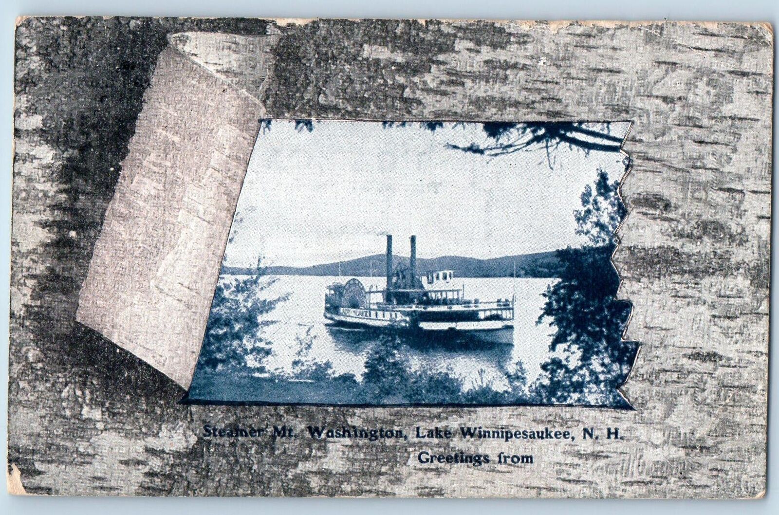 Lake Winnipesaukee New Hampshire Postcard Steamer Mt. Washington 1909 Antique