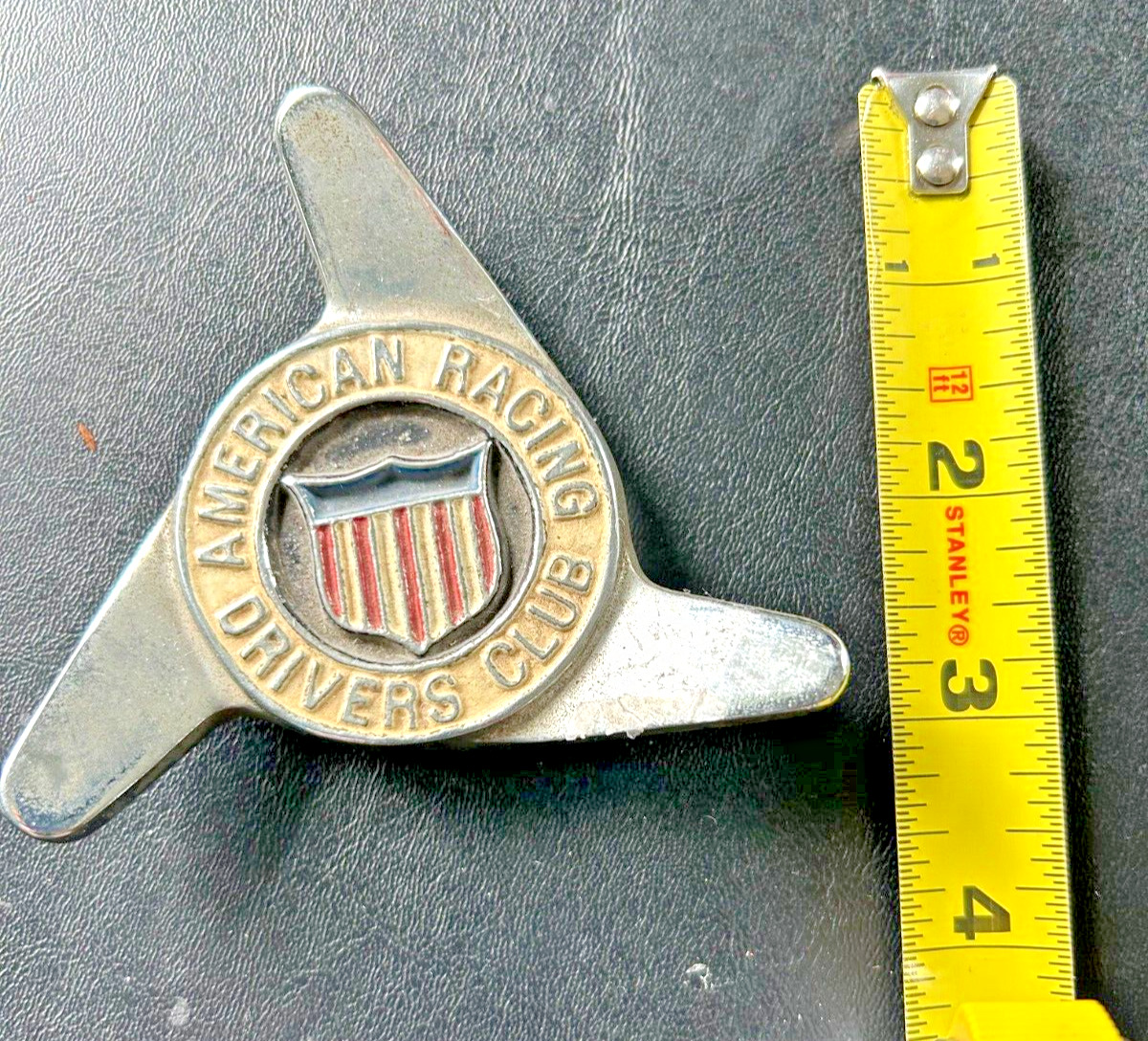 vintage AMERICAN RACING DRIVERS CLUB grill badge plaque