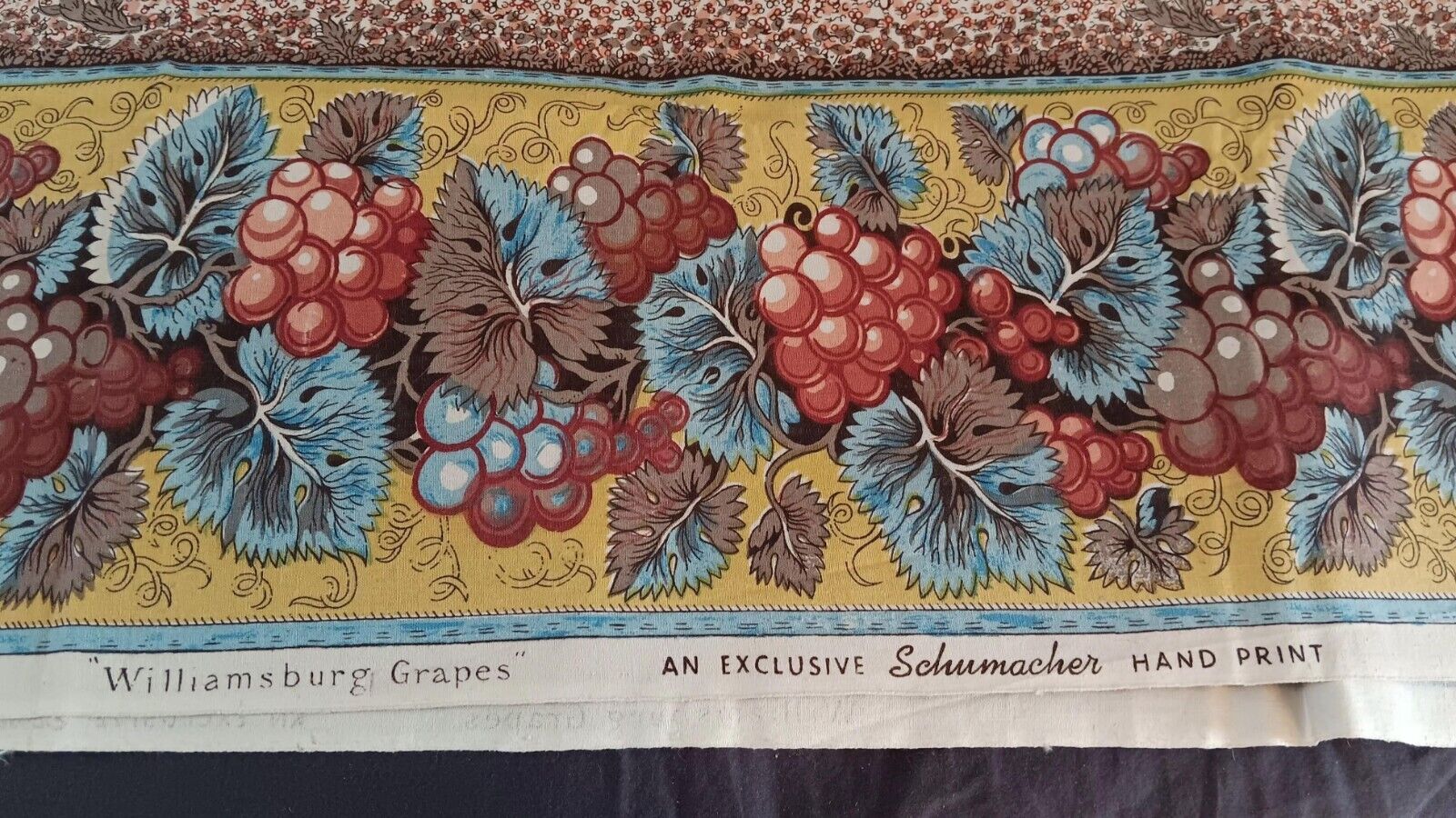 Hand Printed Fabric Schumacher Williamsburg Collection 1940s
