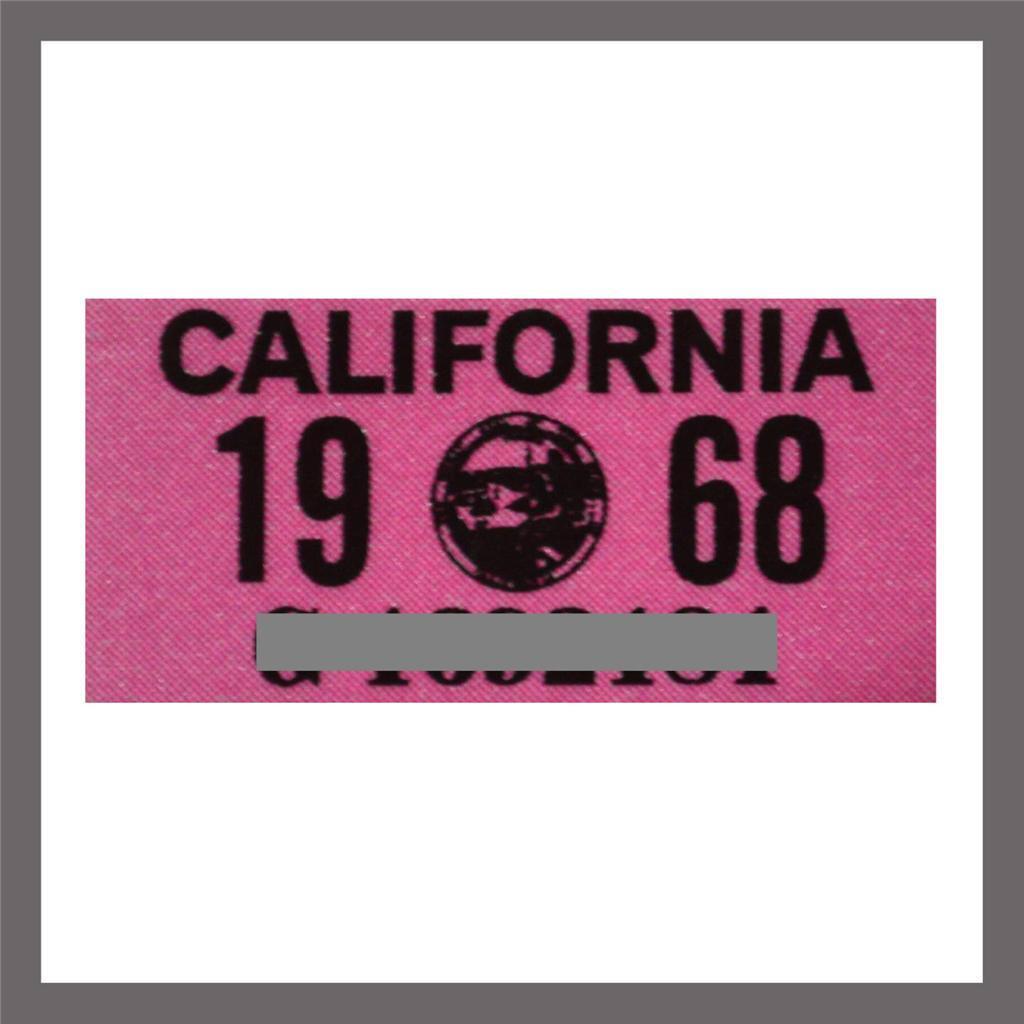 1968 California YOM DMV Car Truck Trailer License Plate Sticker / Tag CA 1963/68