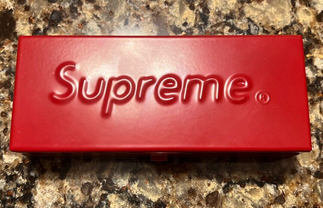 Supreme Small Red Metal Storage Box With Logo & Free Red Box Logo Sticker