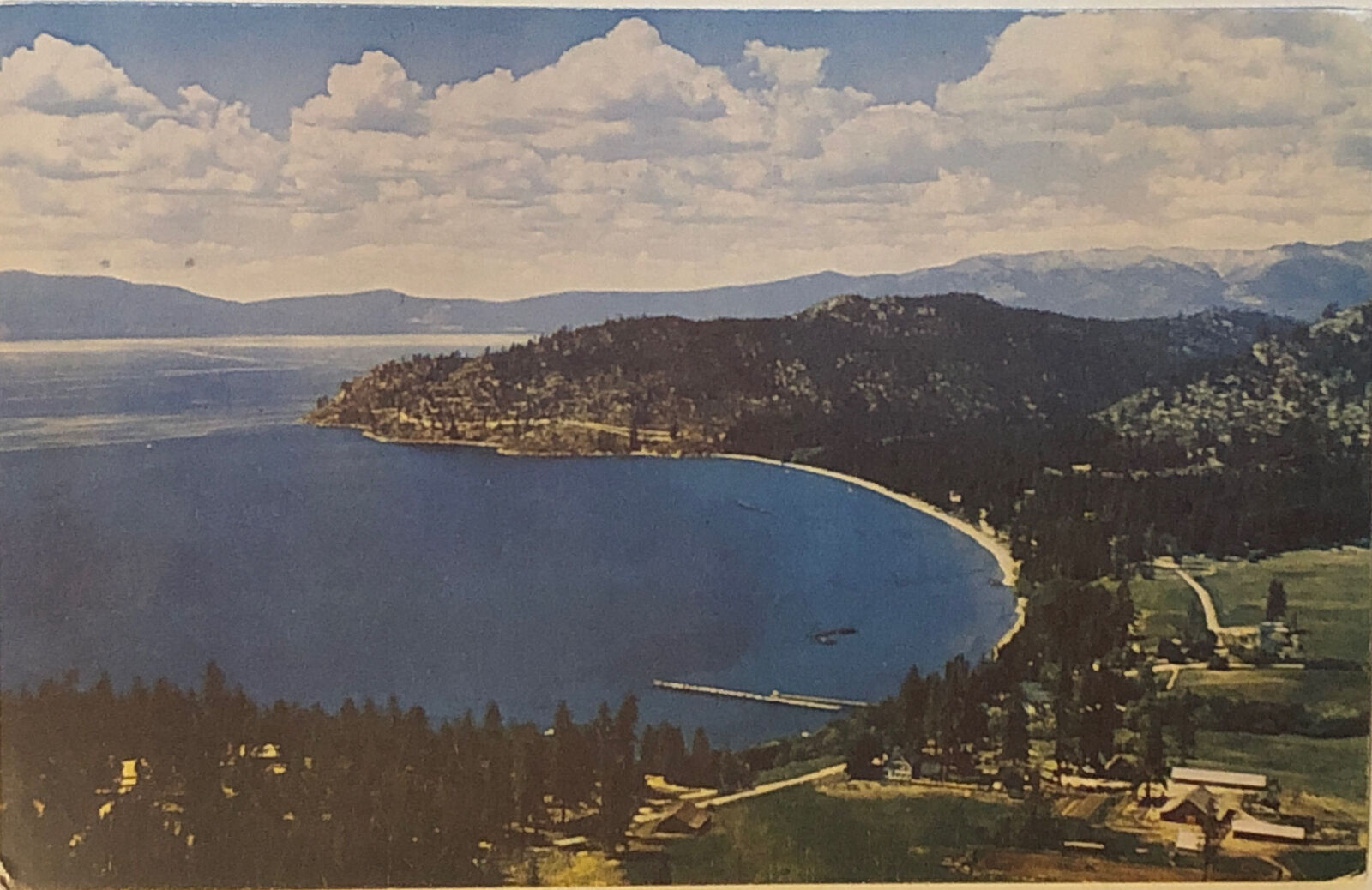 Glenbrook Bay Lake Tahoe Nevada Scenic Aerial View VTG 1950s Chrome POSTCARD NV