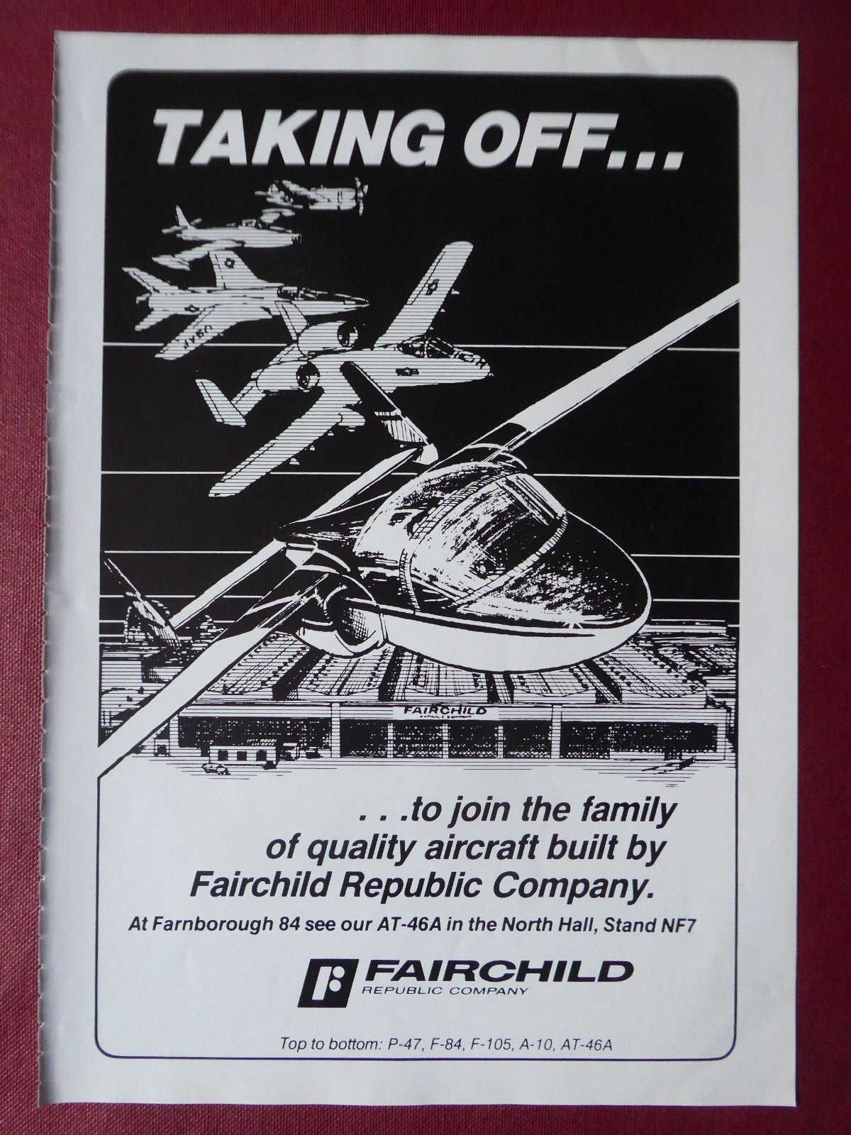 8/1984 PUB FAIRCHILD REPUBLIC T-46A AT-46A TRAINER USAF A-10 ORIGINAL AD