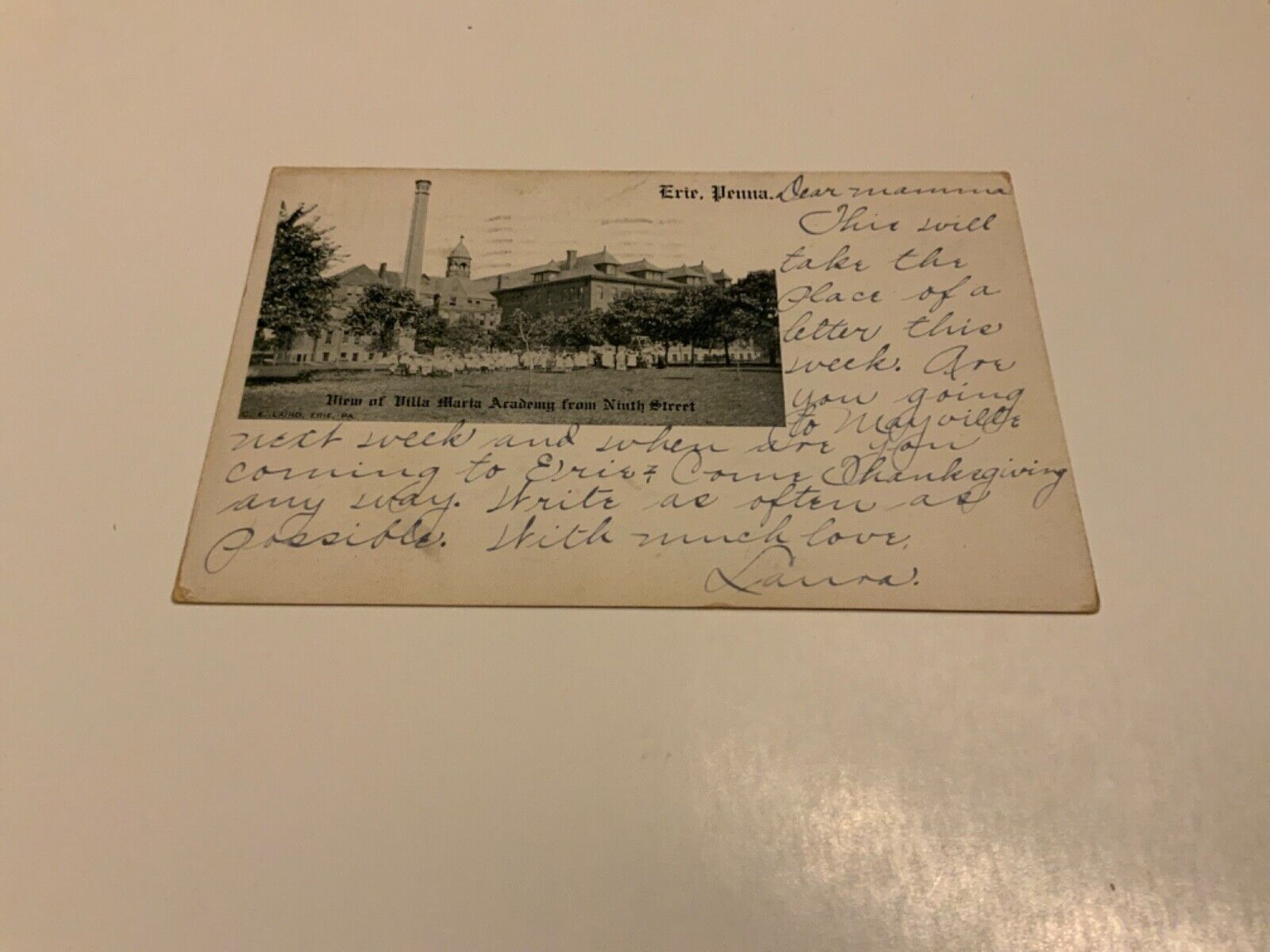 Erie, Penna. ~ Villa Maria Academy from Ninth Street - 1907 Antique Postcard