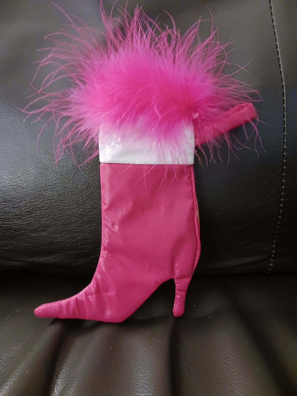 Faux Leather Gogo Boot Gift Card and Gift Holder Christmas Ornament, Hot Pink