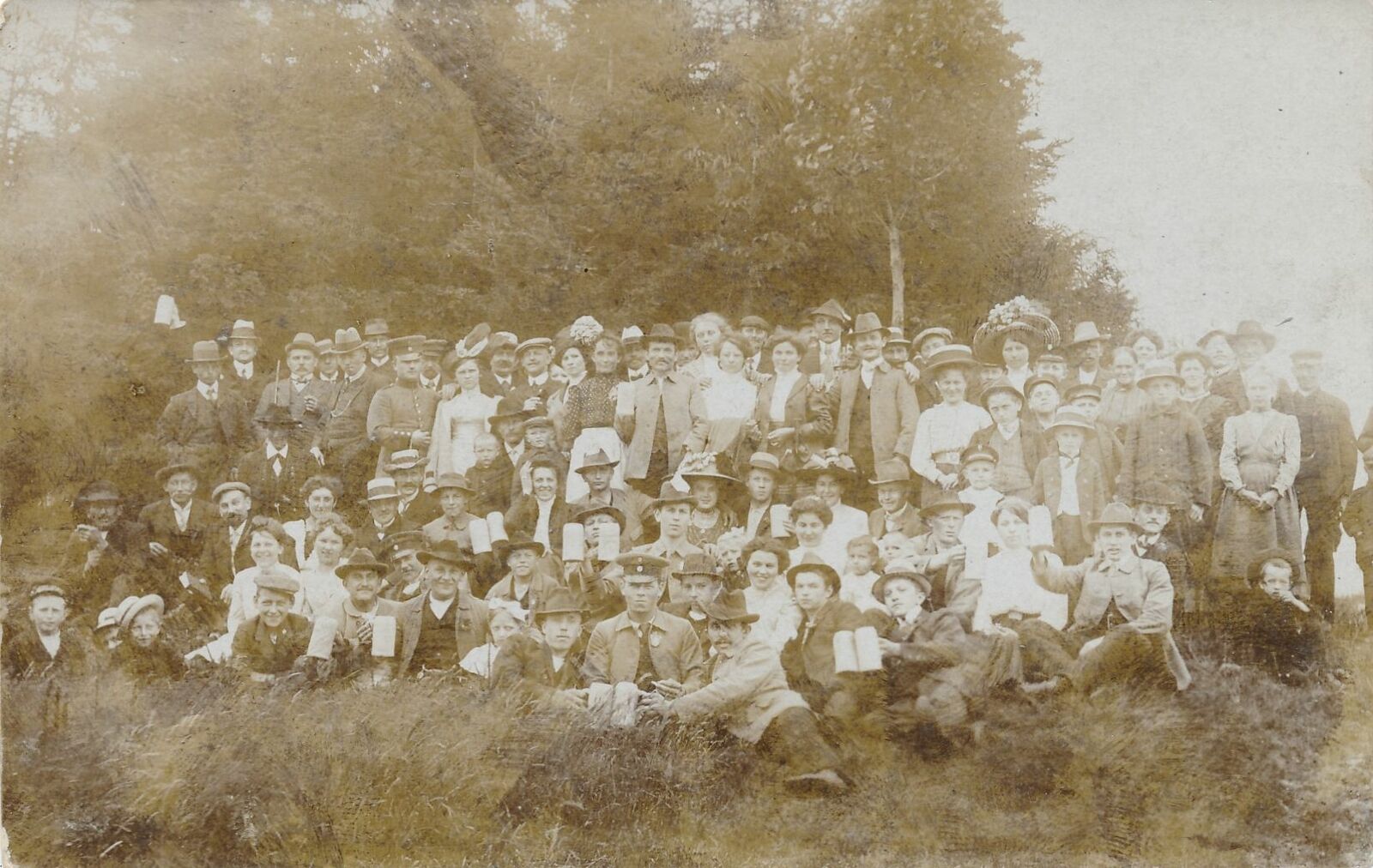 Many People On Lawn Real Photo Postcard rppc