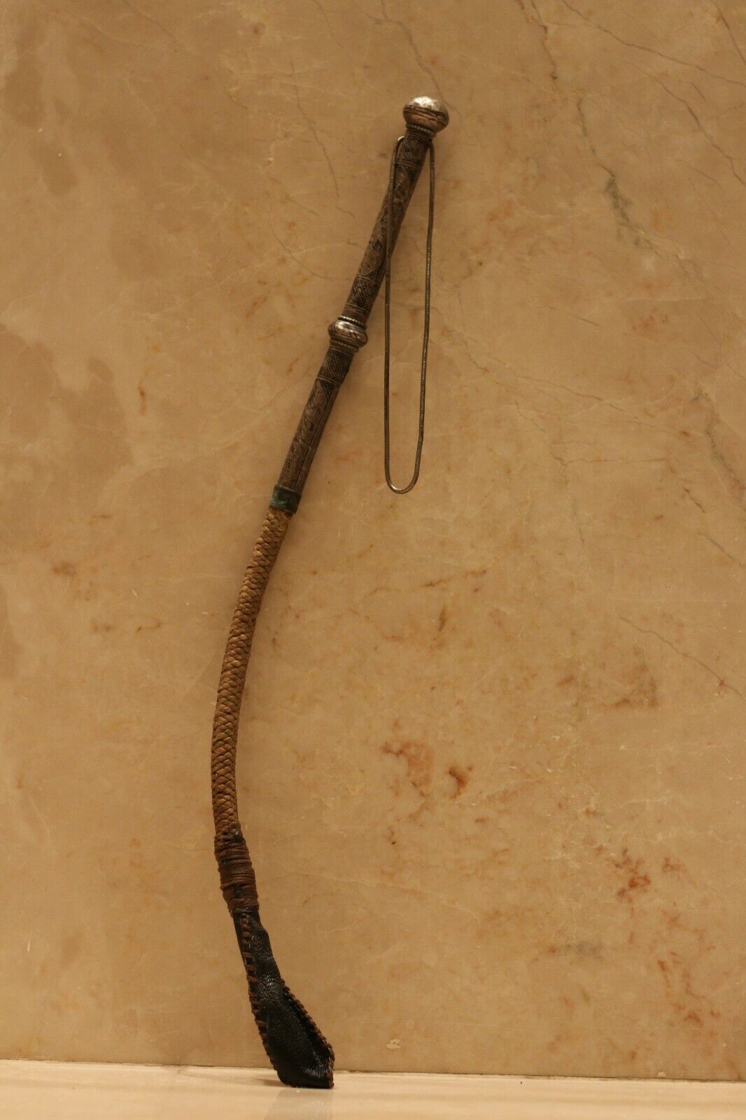 Antique Russian imperial Silver Niello Horse Riding Crop / Whip or sex whip