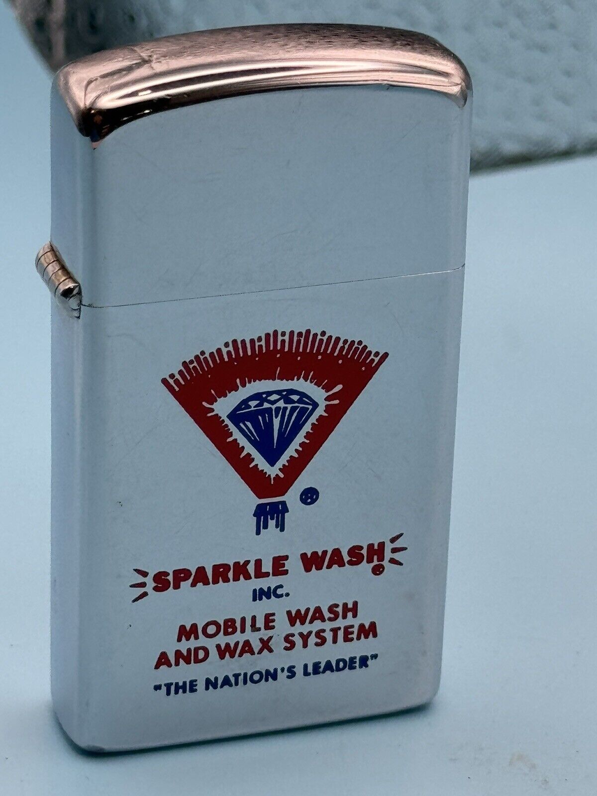 Vintage 1973 Sparkle Wash Advertising HP Chrome Slim Zippo Lighter