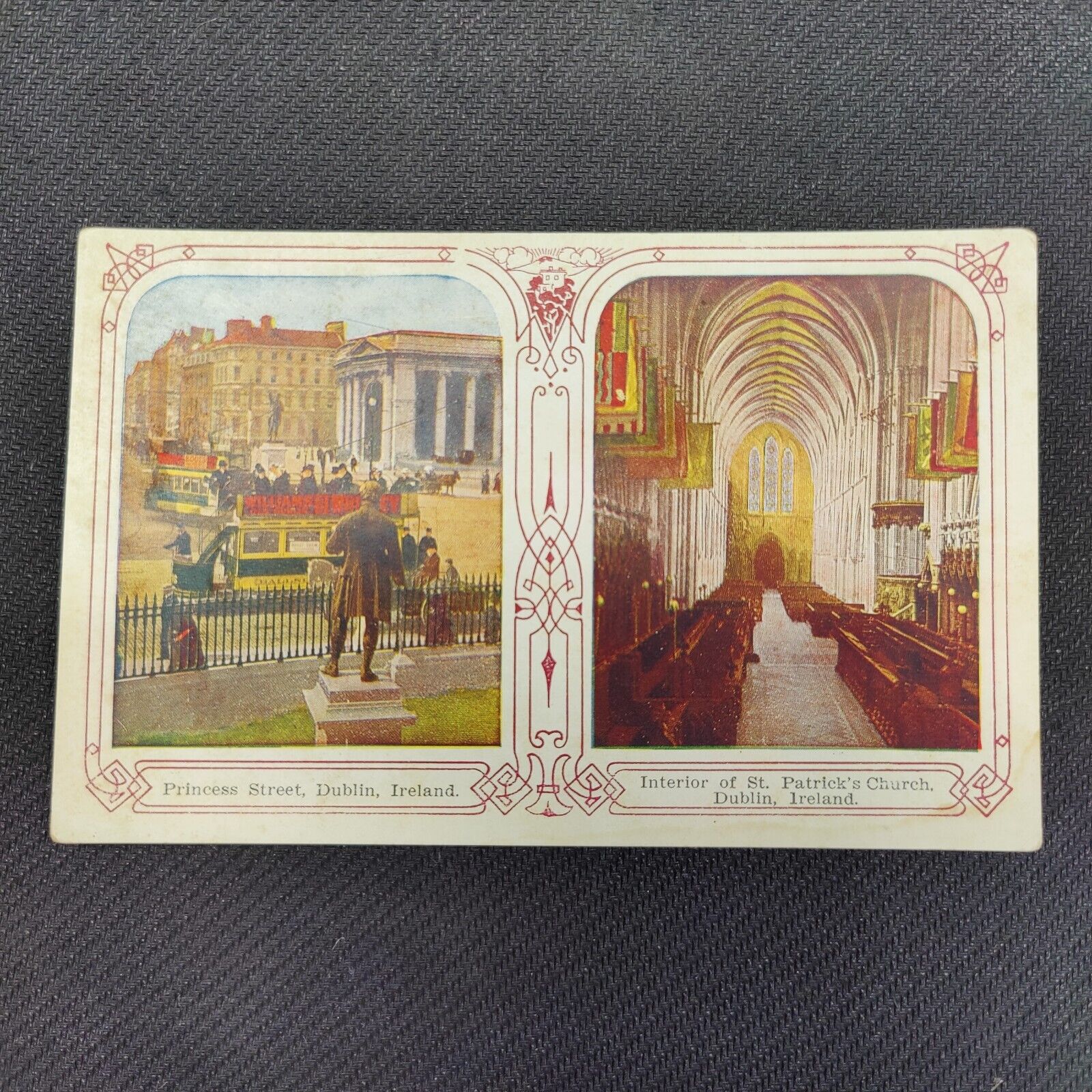 RARE c. 1920s World Postcard DUBLIN IRELAND PRINCESS STREET + ST PATRICKS CHURCH